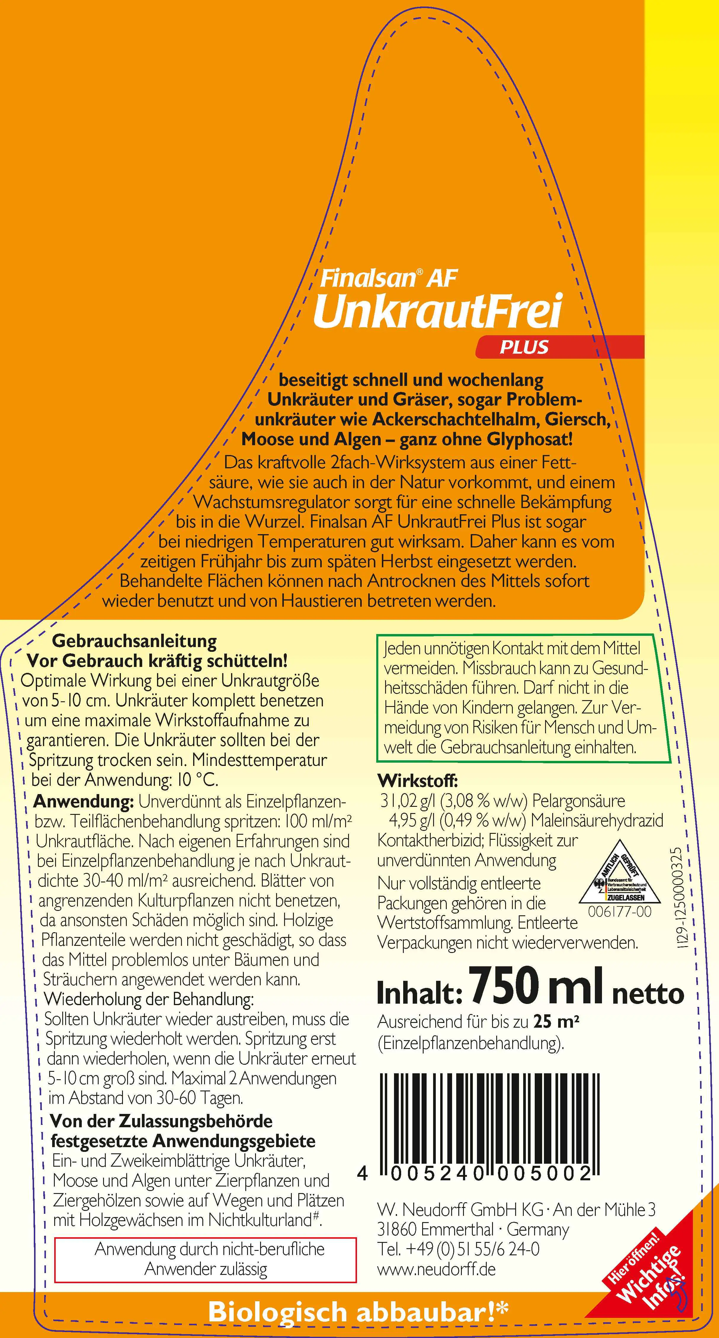 4005240005002_1 Finalsan AF Unkrautfrei Plus 750 ml