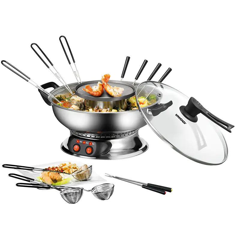Unold Asia-Fondue Gesundes Fondue für Fleisch, Fisch, Gemüse