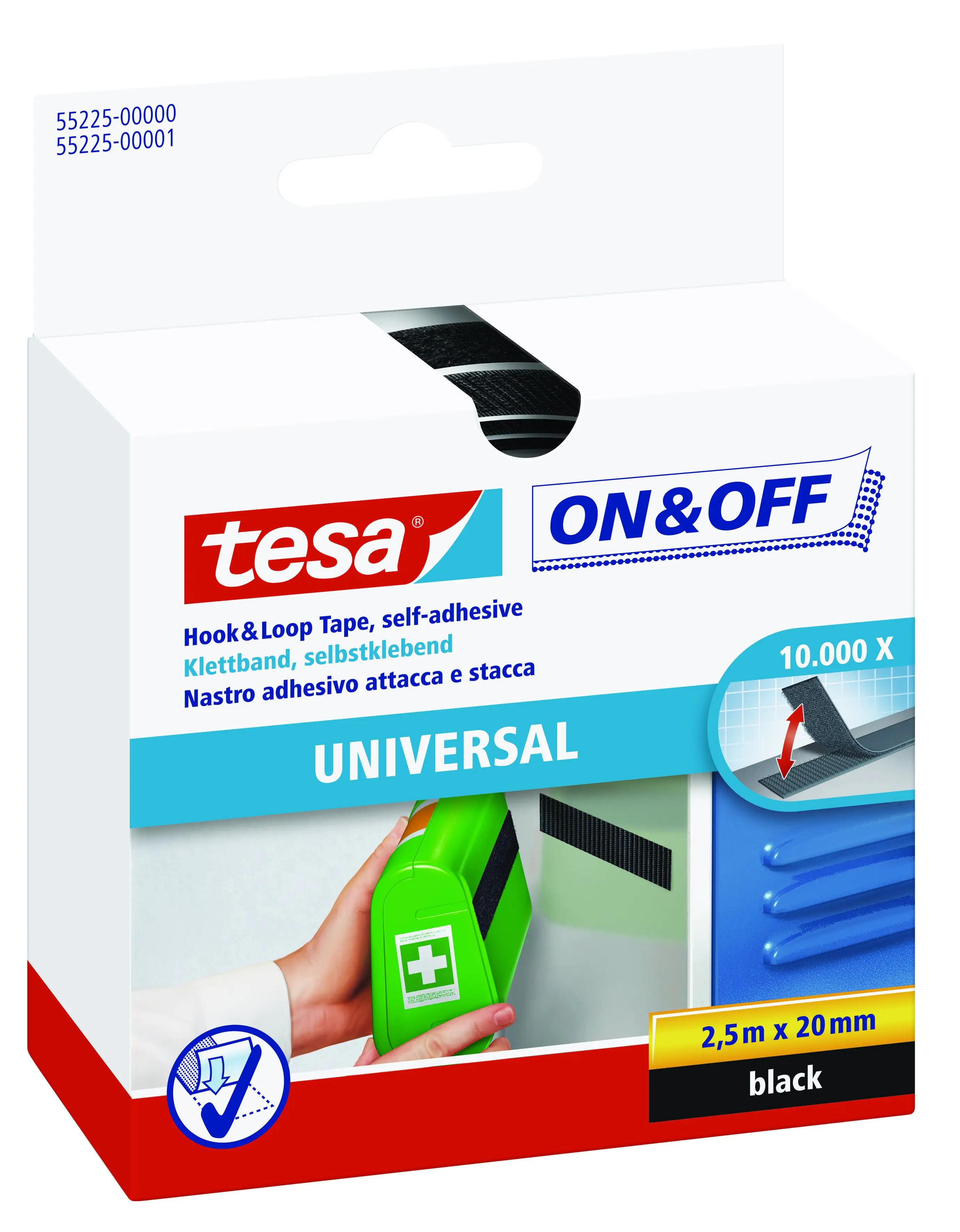 tesa Klettband On & Off 2,5 m x 20 mm, schwarz tesa Klettband On & Off 2,5 m x 20 mm, schwarz