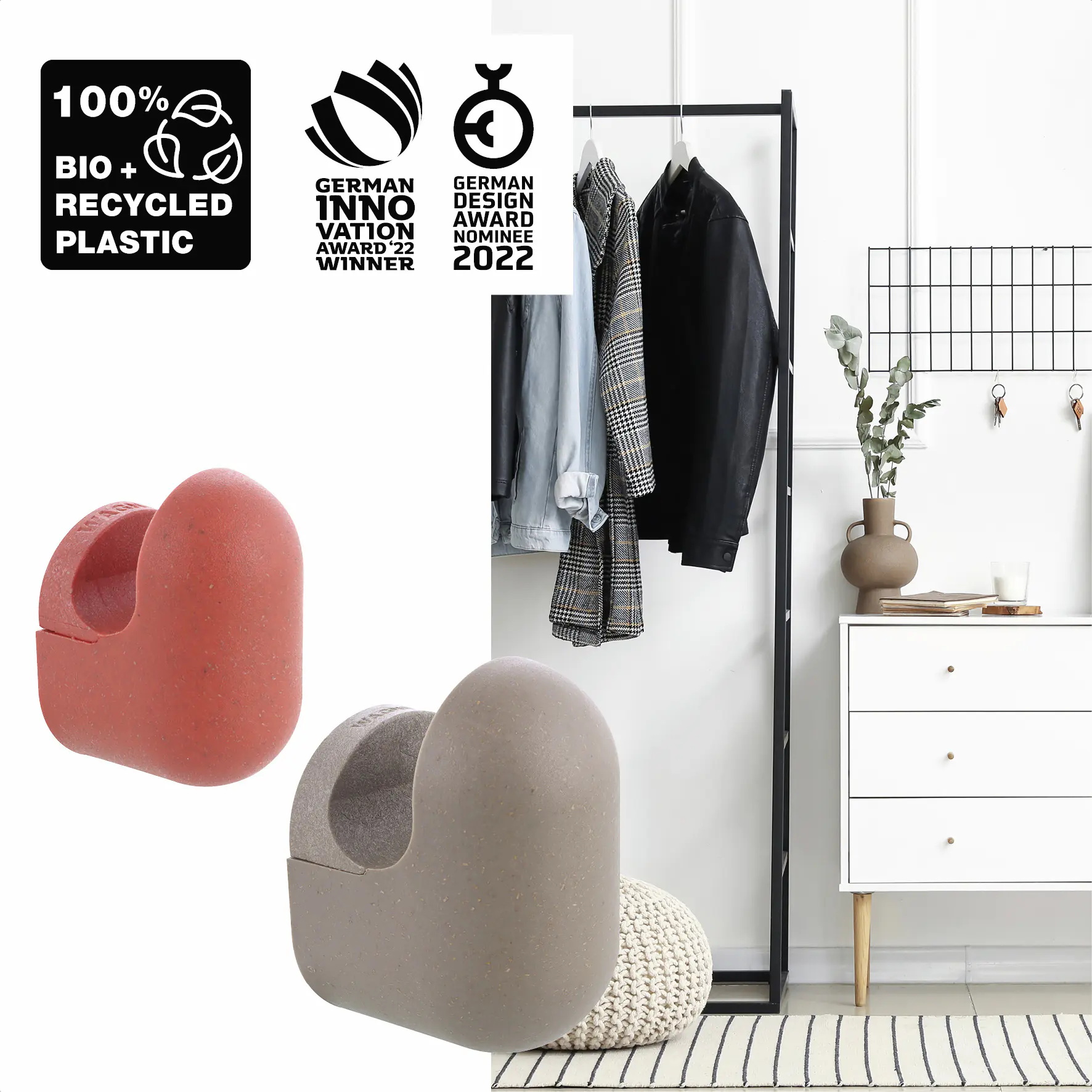 Wagner Wandhaken-Set hooks4home Pill Tragkraft bis 2 kg Bio Kunststoff 4 Stück Wagner Wandhaken-Set hooks4home Pill Tragkraft bis 2 kg Bio Kunststoff 4 Stück