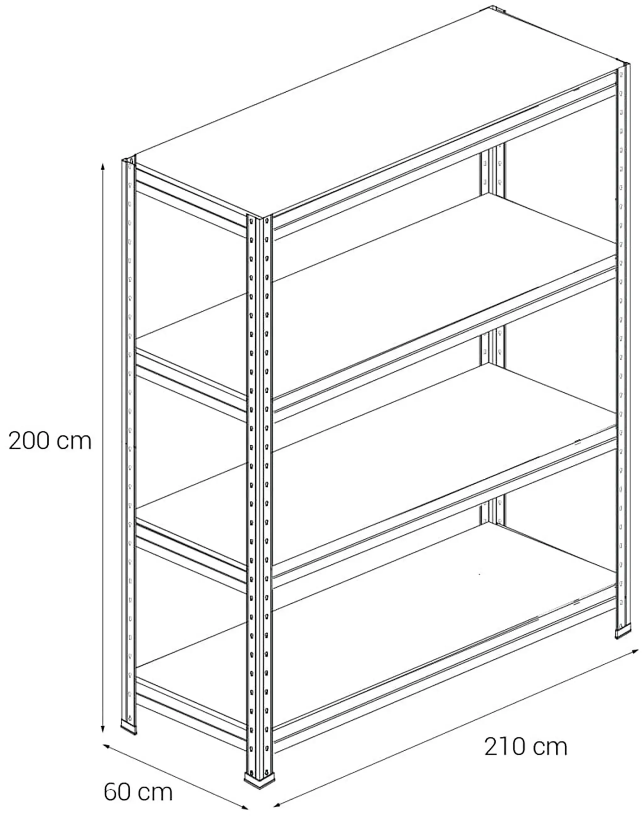 Ar Shelving Schwerlastregal Bullrack Rivet verzinkt 200 x 210 cm 4 Böden 2400 kg