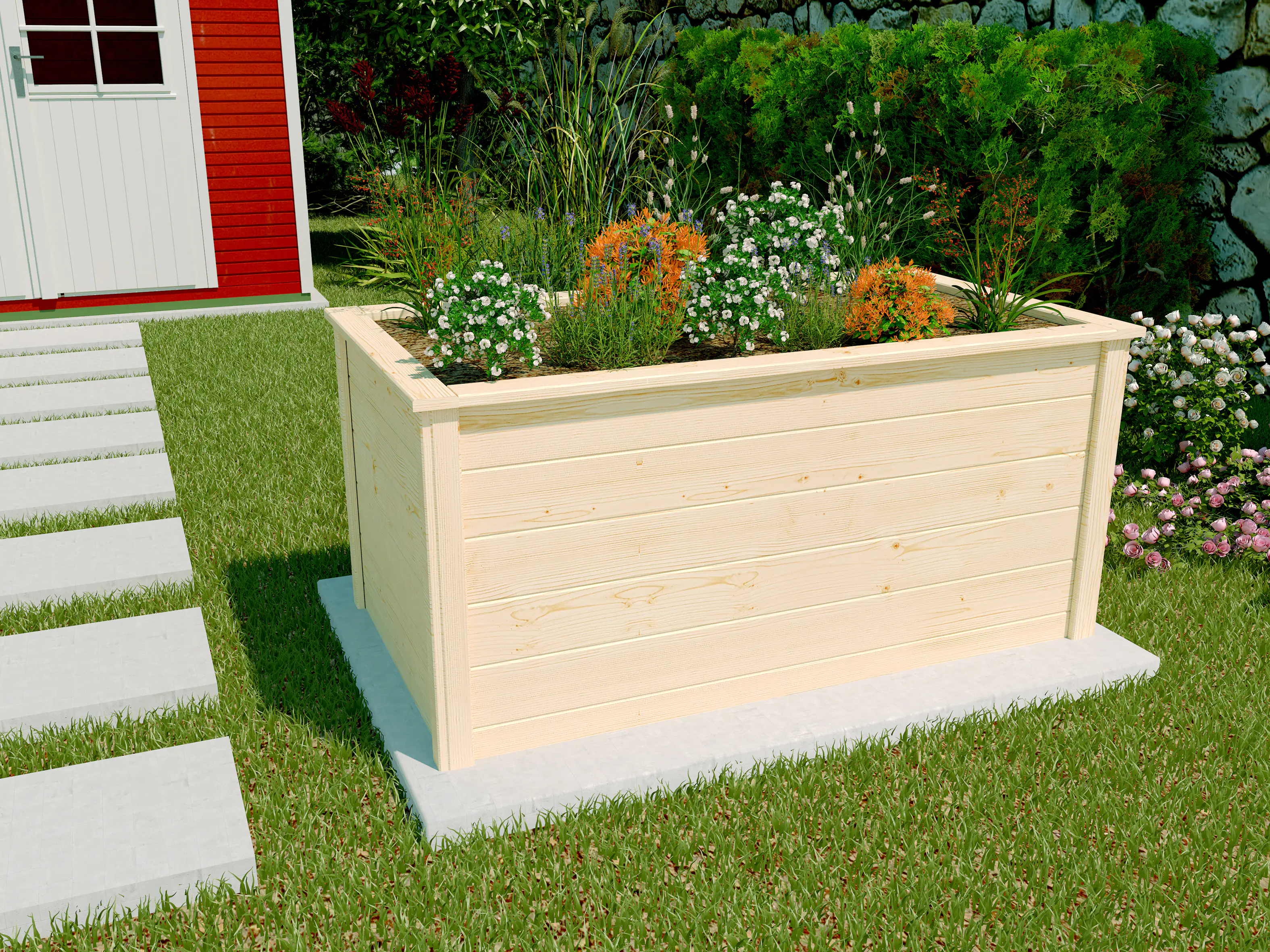4004581482879_02 Weka Hochbeet 133 x 72 x 70 cm natur mit Schutzfolie