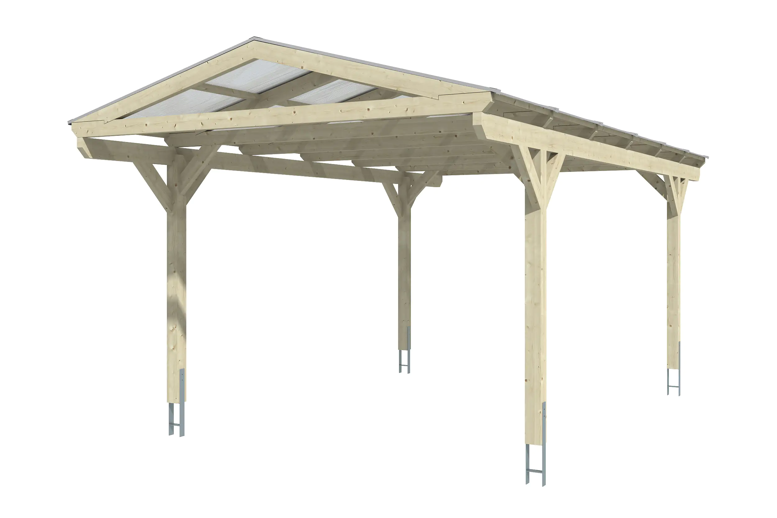 SKAN HOLZ Carport Westerwald 362 x 648 cm, lasiert in Weiß