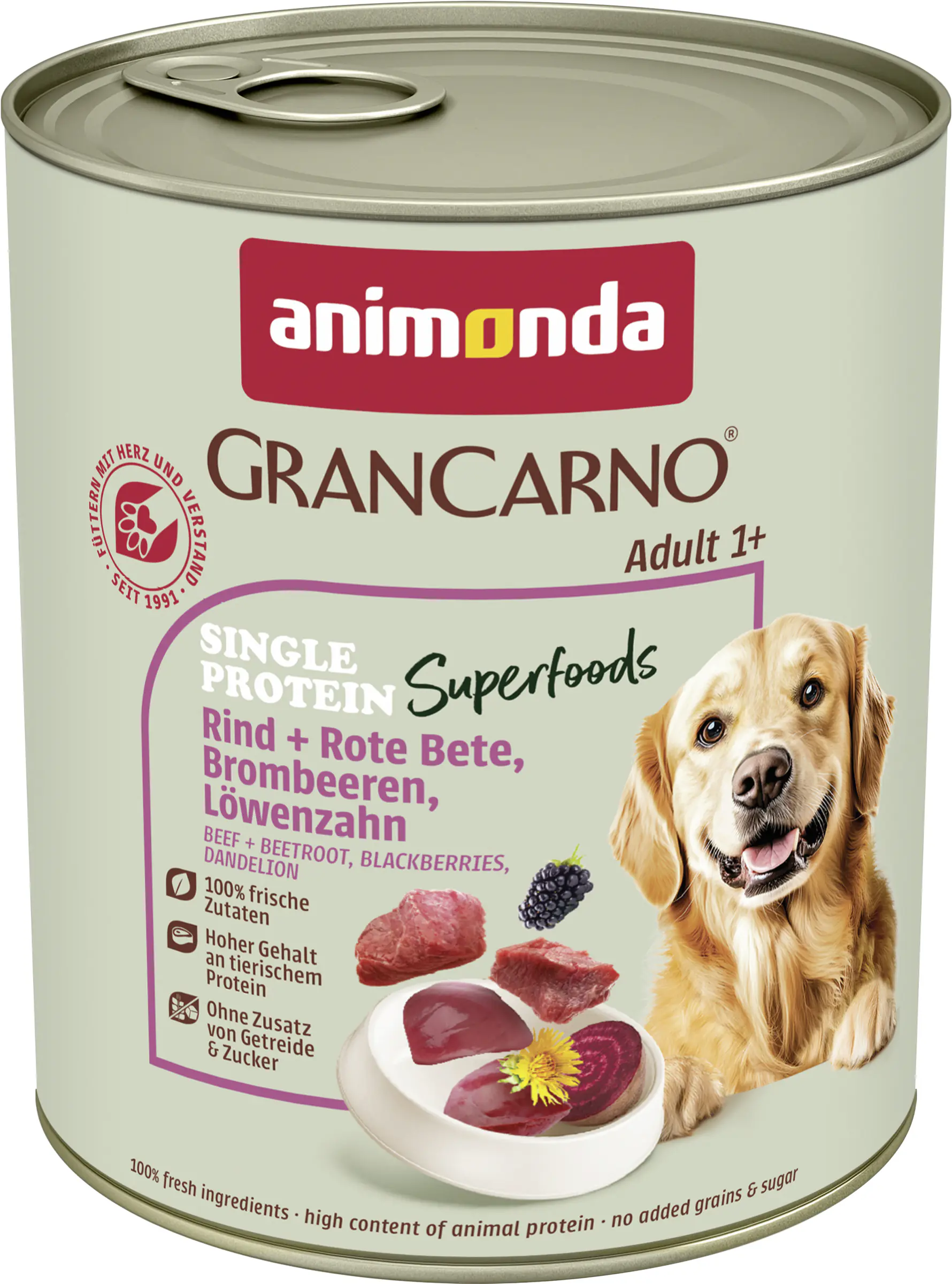 Animonda GranCarno Hundenassfutter Adult Superfoods getreidefrei 800 g Rind