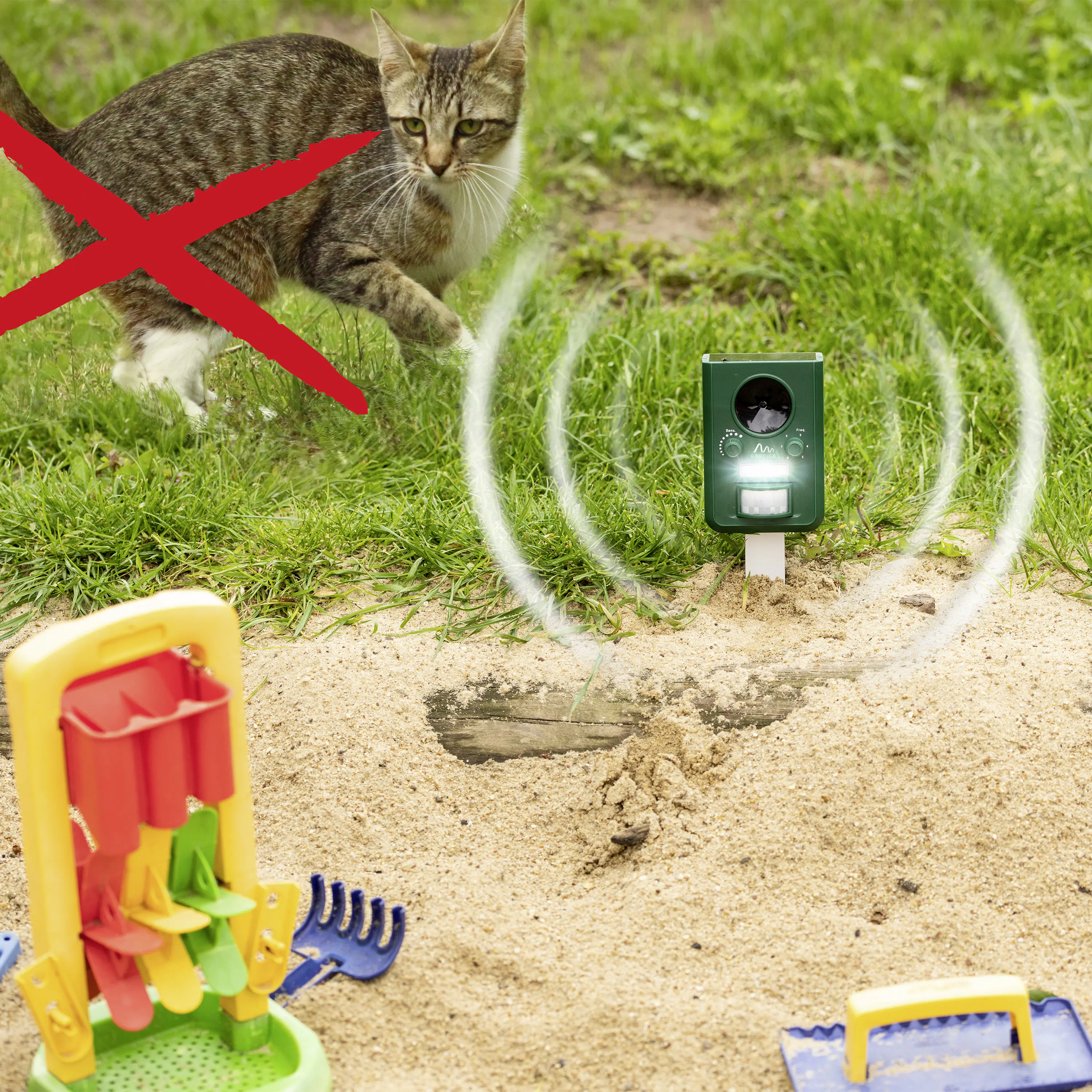 Gardigo Solar Tiervertreiber grün, mit Erdspieß