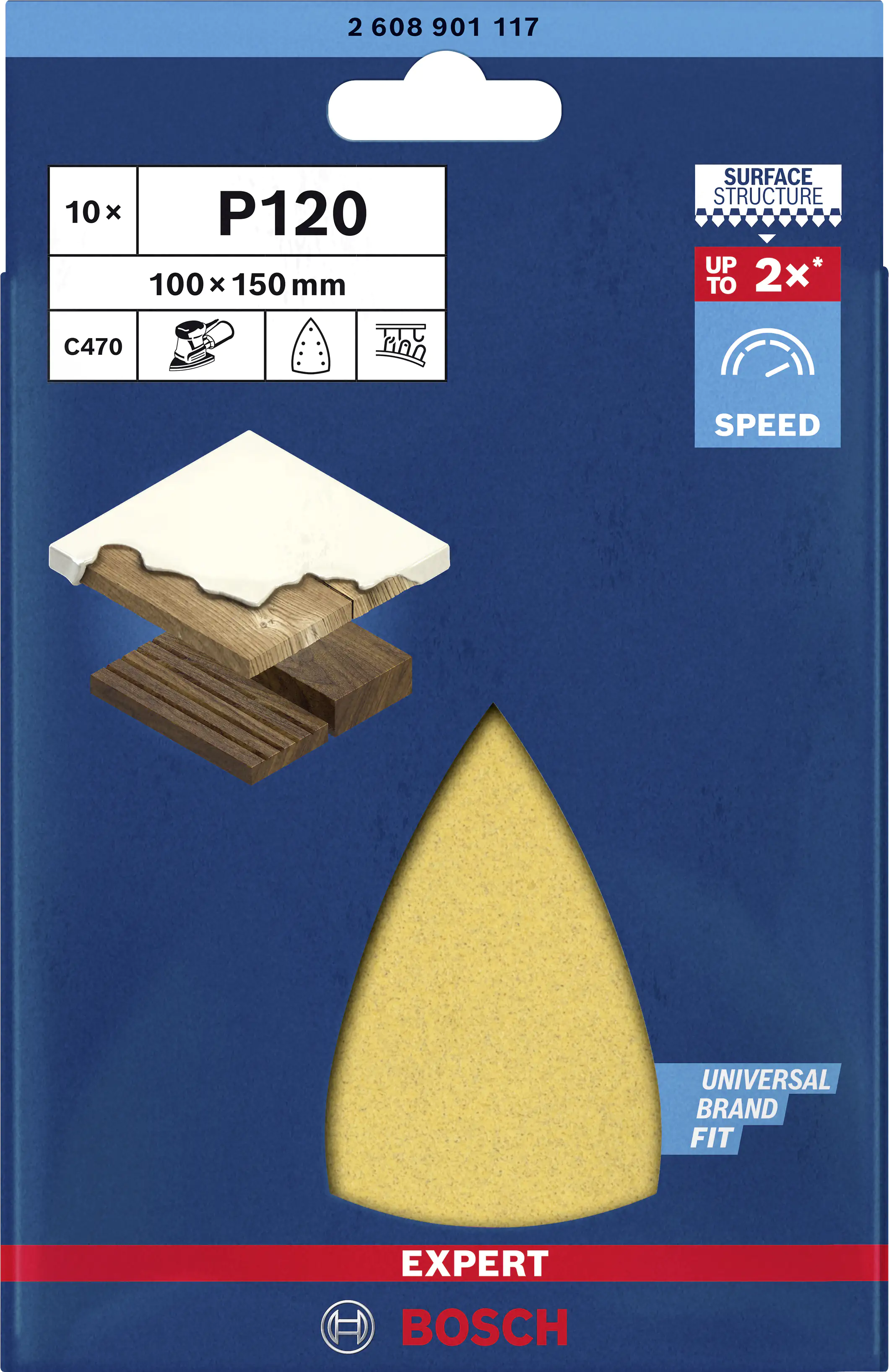 Bosch Expert Schleifpapier C470 100 x 150 mm G 120 10 Stück