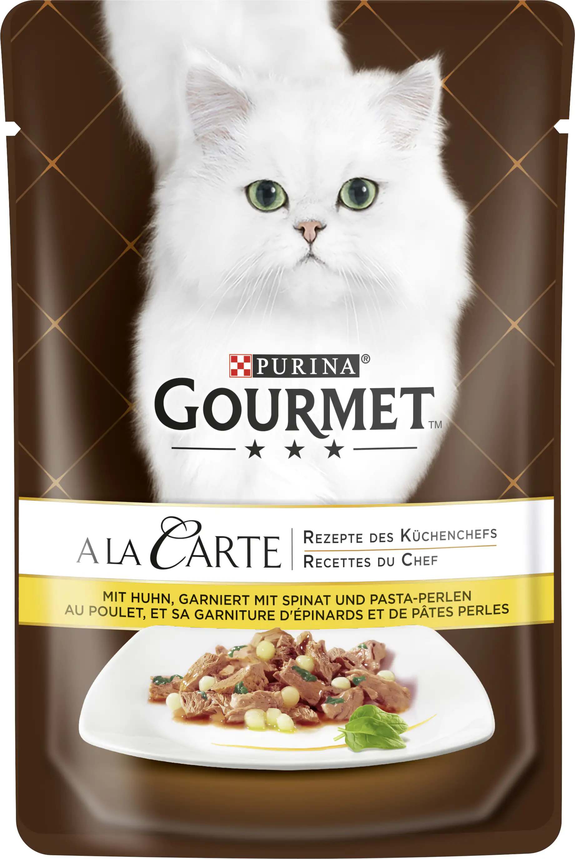 Gourmet A la Carte mit Huhn garniert mit Pasta-Perlen 85 g Gourmet A la Carte mit Huhn garniert mit Pasta-Perlen 85 g