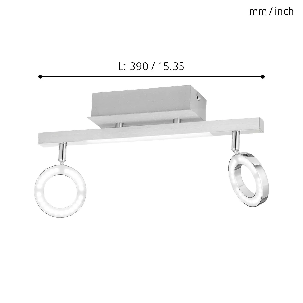 Eglo 2er LED Spot Cardillio 1 alu-chrom 39 x 8,5 cm warmweiß Eglo 2er LED Spot Cardillio 1 alu-chrom 39 x 8,5 cm warmweiß
