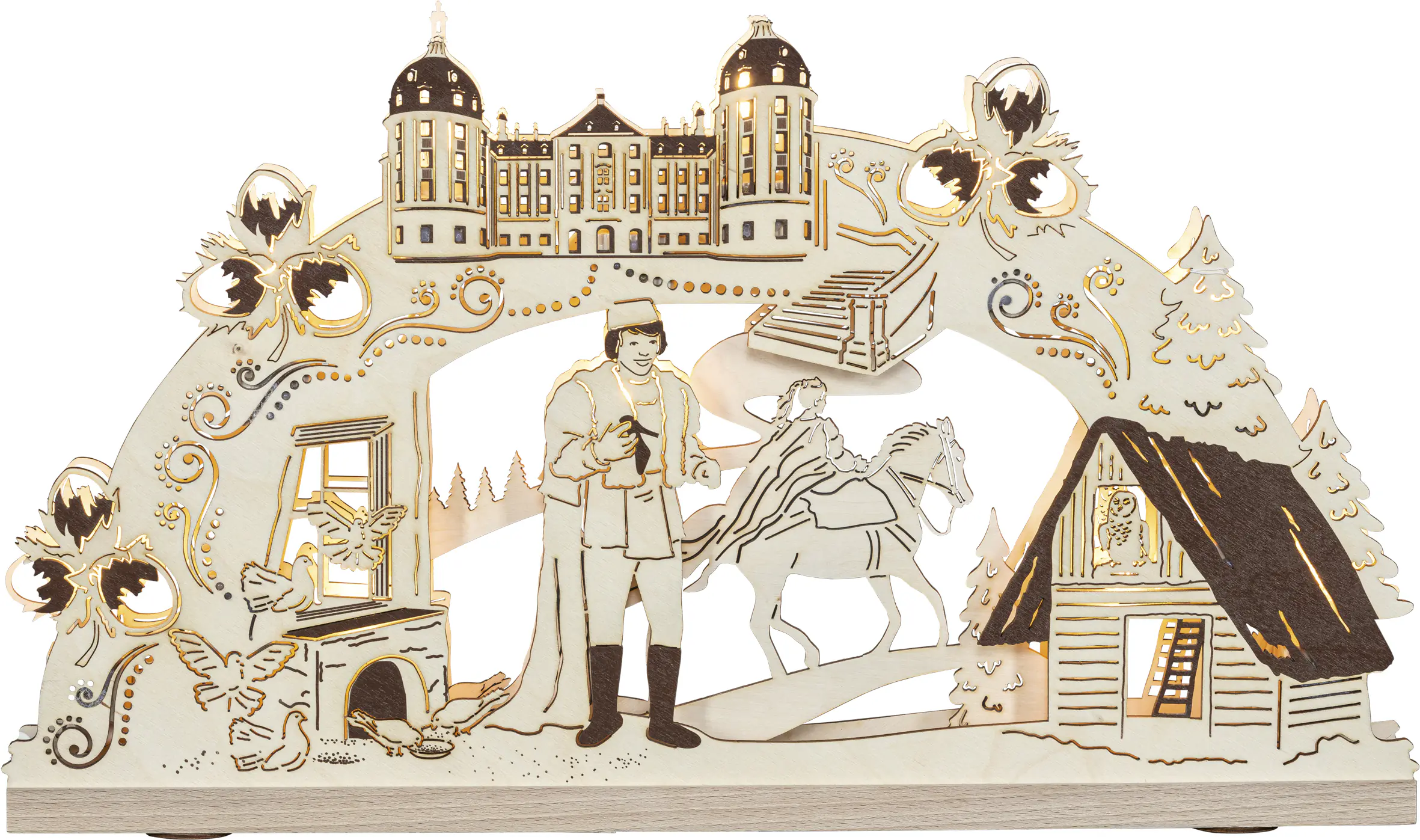 Saico Lichterbogen Weihnachtsbaum inkl. LED-Stripe Holz 22 cm warmweiß natur