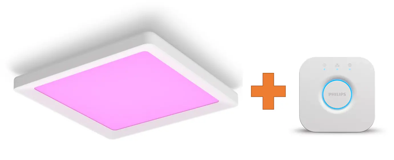 Philips Hue LED Deckenleuchte Tento + Bridge eckig weiß 43 x 3 cm RGB Philips Hue LED Deckenleuchte Tento + Bridge eckig weiß 43 x 3 cm RGB