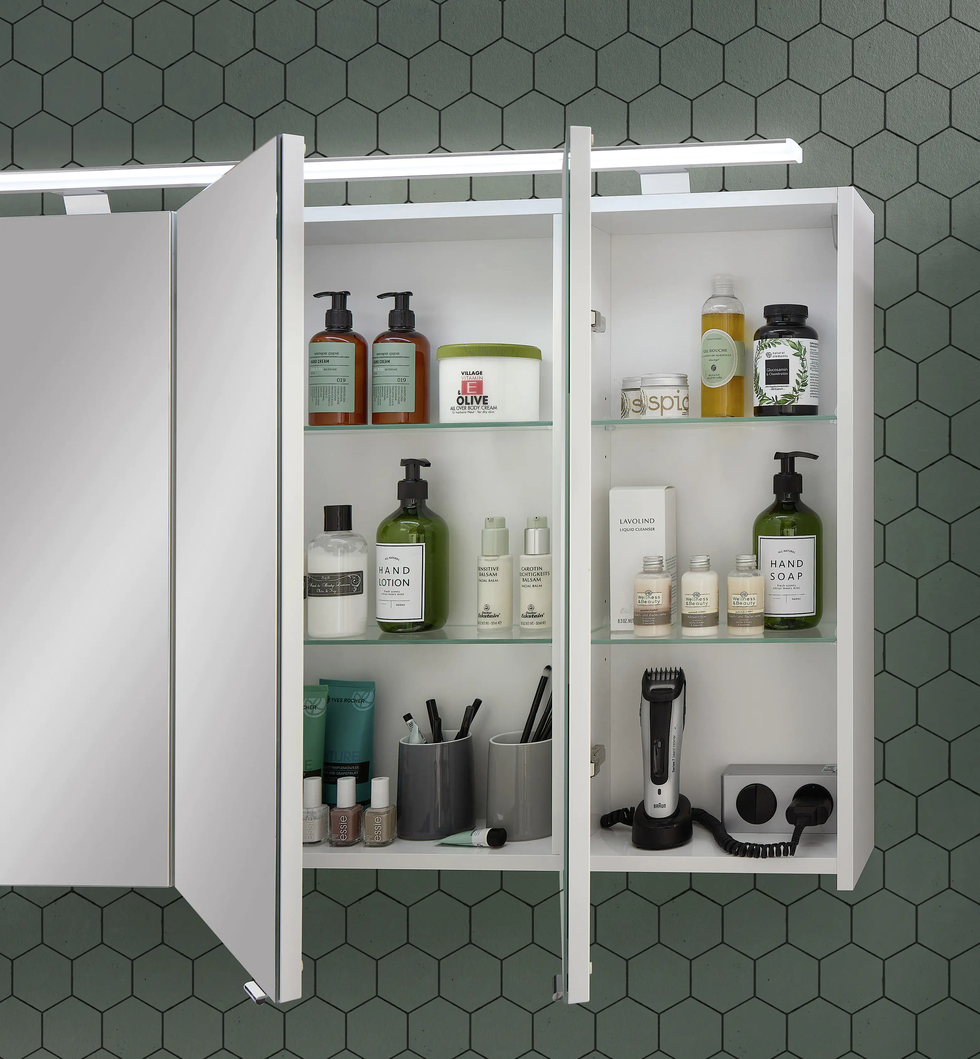 4017026181336_2689903 Primaster Spiegelschrank Düsseldorf mit Beleuchtung weiß 100 x 70 cm