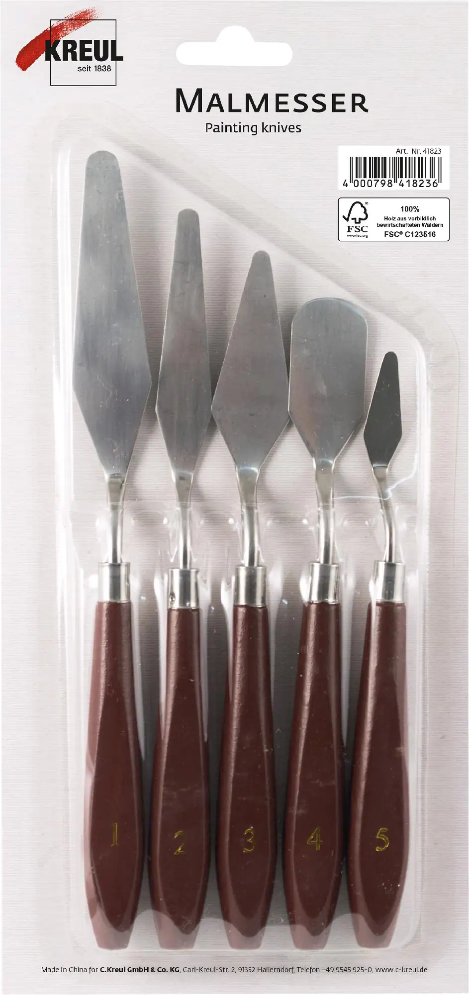 Kreul Solo Goya Malmesser Set mit Metallklingen und Holzgriffen 5 Stück Kreul Solo Goya Malmesser Set mit Metallklingen und Holzgriffen 5 Stück