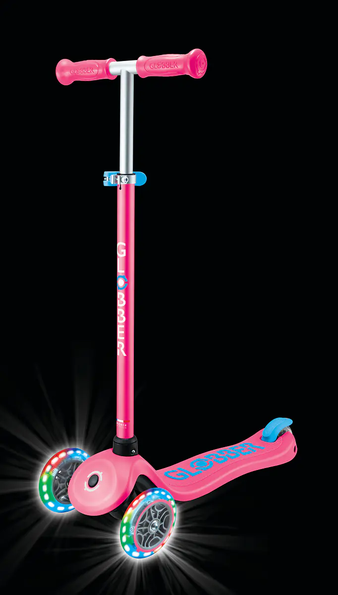 Globber Scooter für Kinder mit Leuchtrollen Primo Plus Lights fuchsia/pink