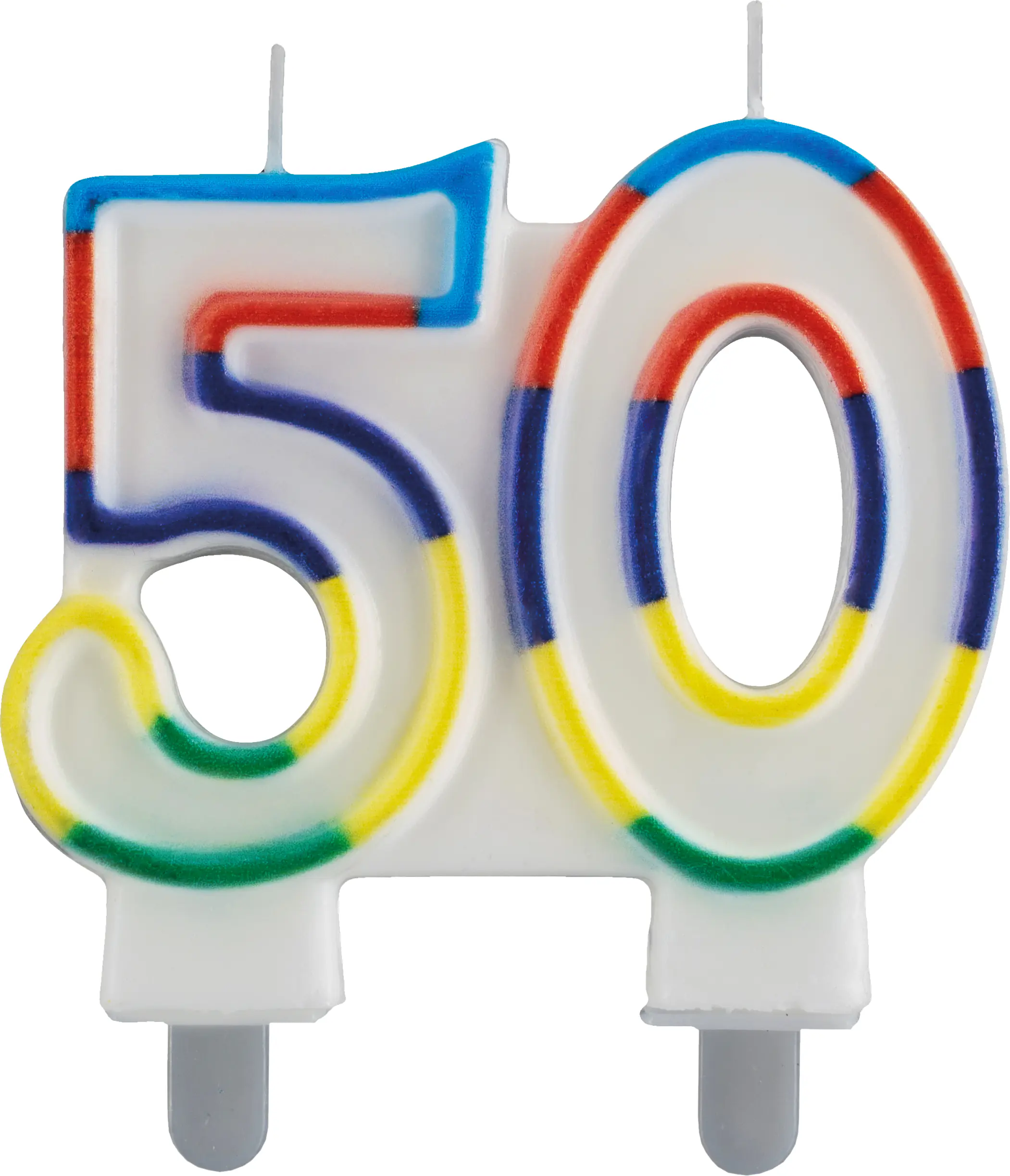 Geburtstagskerze Zahl 50 bunt 7 cm - 1 Stück