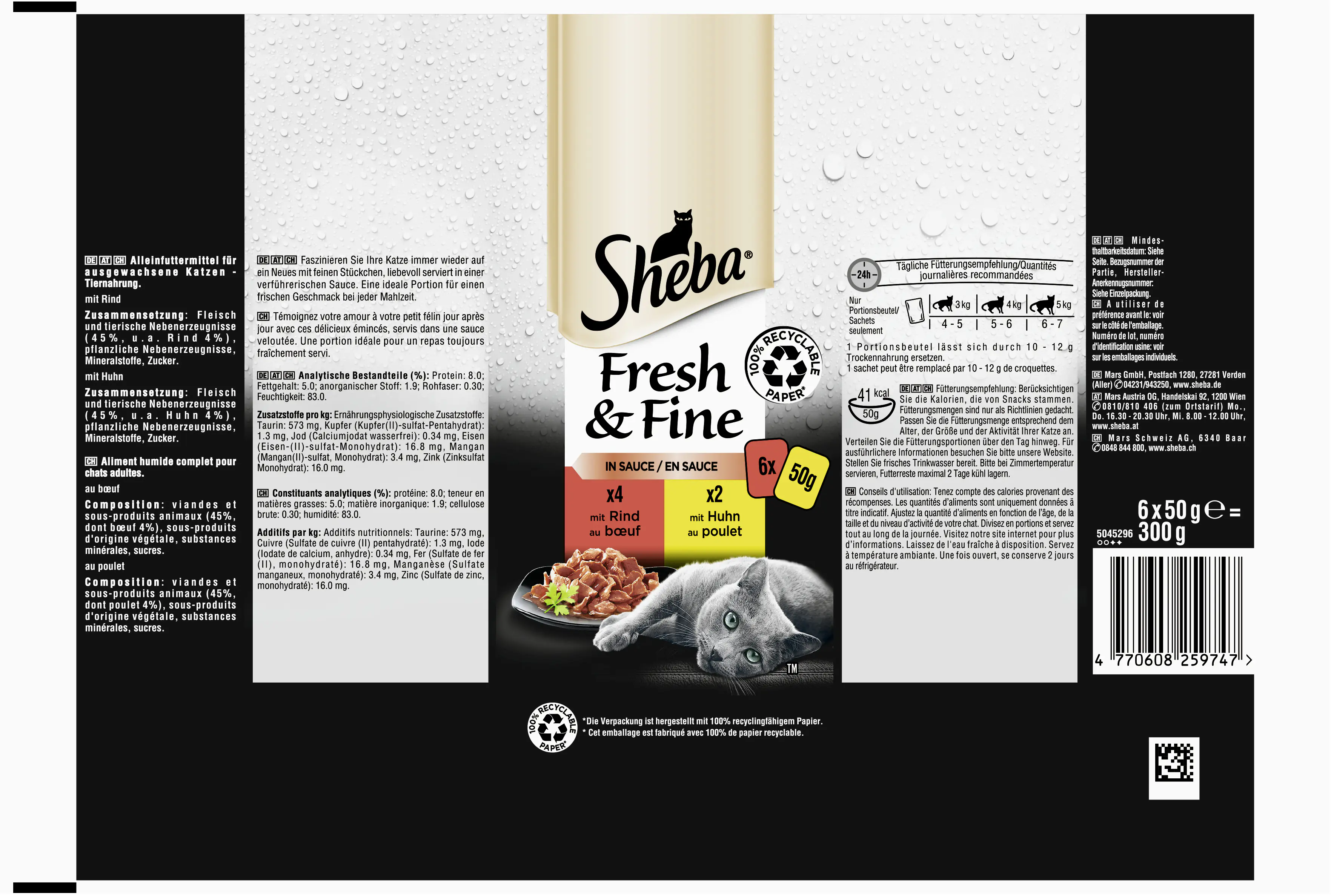 Sheba Multipack Fresh & Fine in Sauce Feine Vielfalt 6x 6x50 g