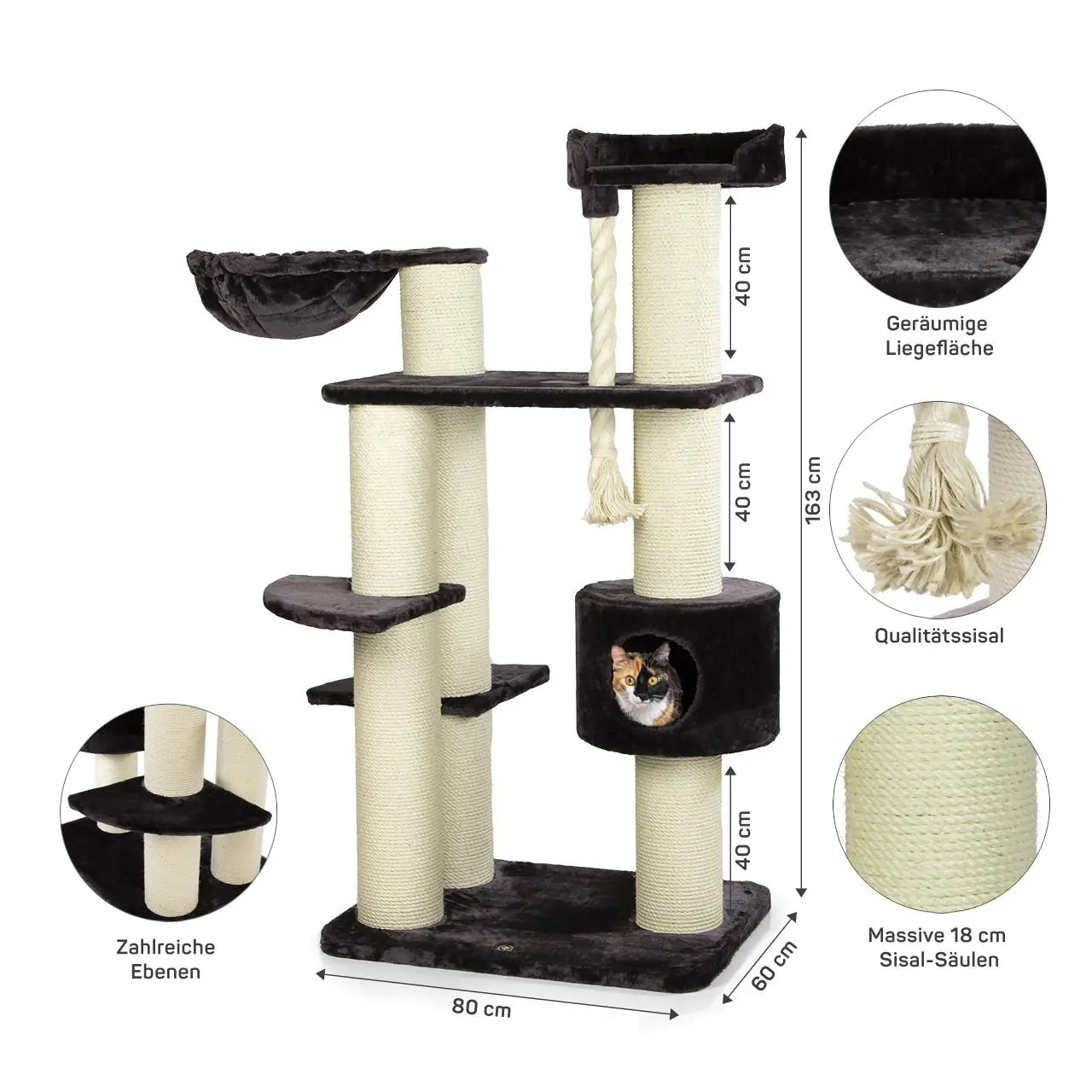 Katzenkratzbaum Brockville H 163 cm anthrazit Katzenkratzbaum Brockville H 163 cm anthrazit