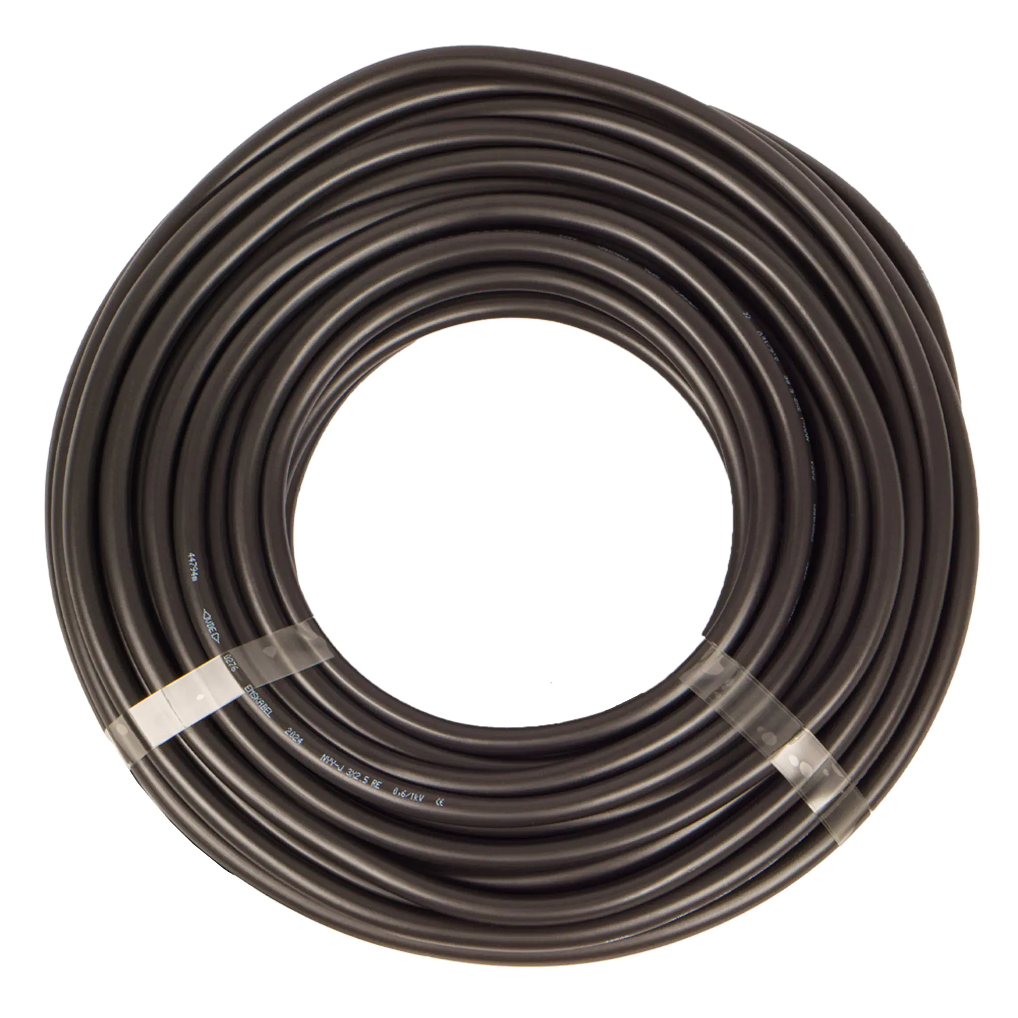 Erdkabel NYY-J 3 x 2,5 mm² Ring 25 m schwarz