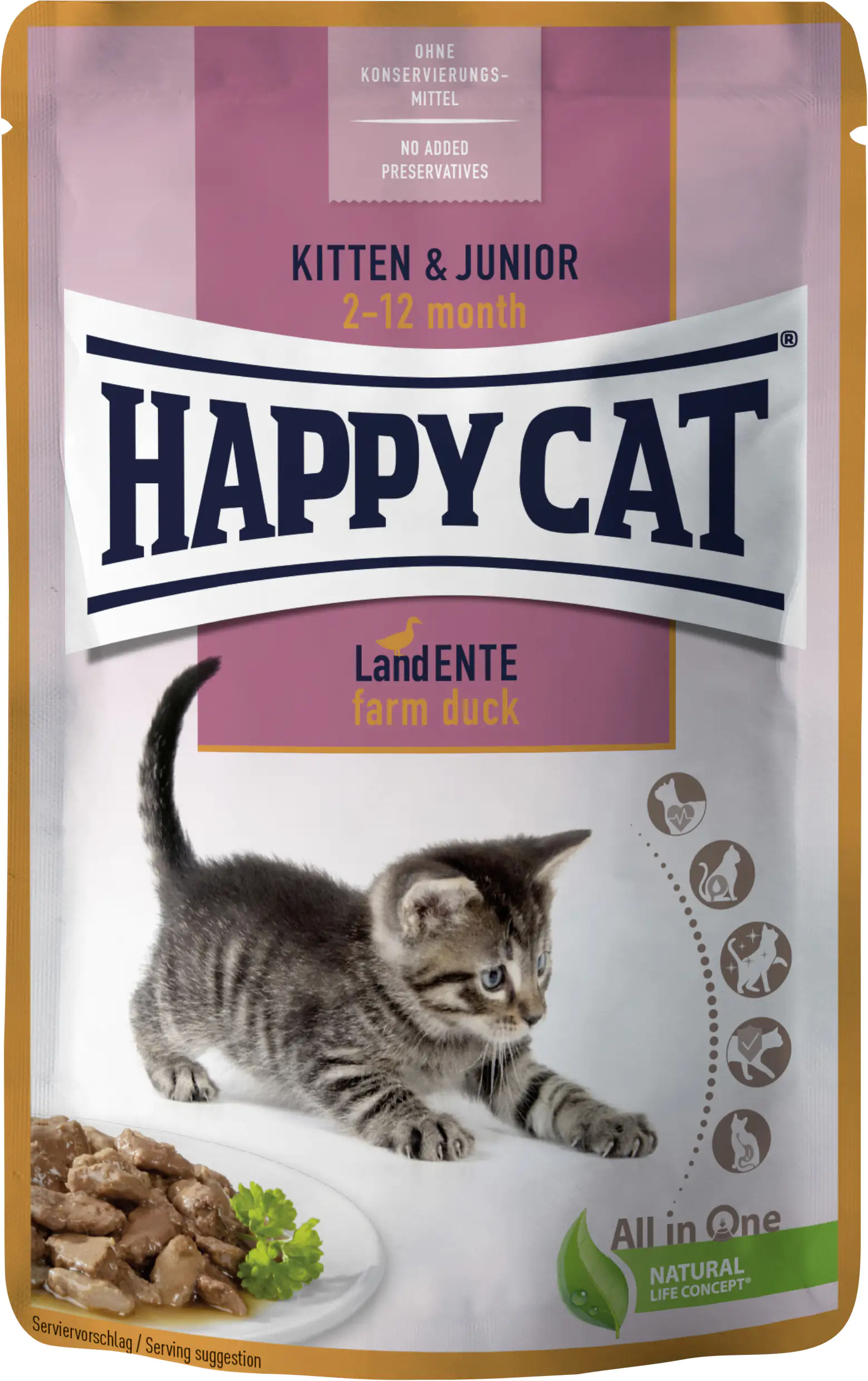 HappyCat Meat in Sauce Katzenfutter Kitten Land Ente 85 g
