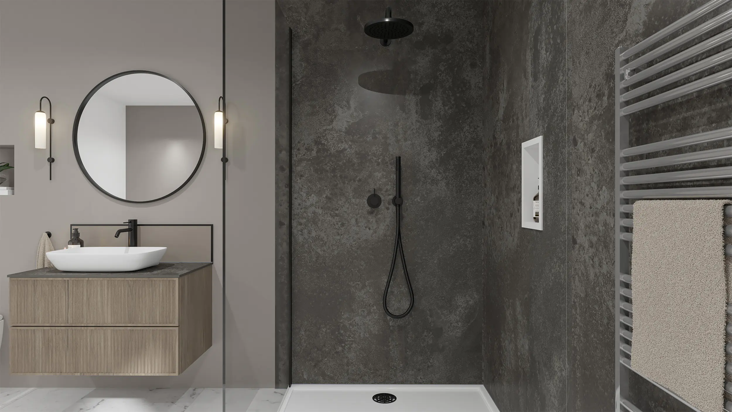 Wetwall Elite Wandpaneel  Magma 16 x 242 cm mit abgerundeter Abschlusskante