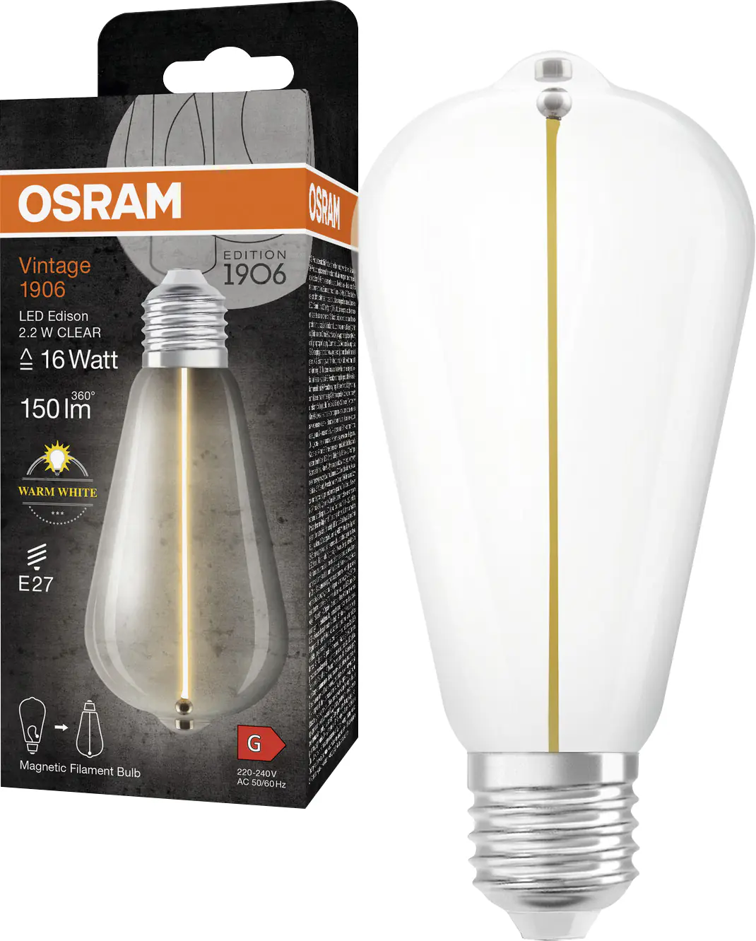Osram LED Leuchtmittel Edison E27 2,2 W warmweiß klar