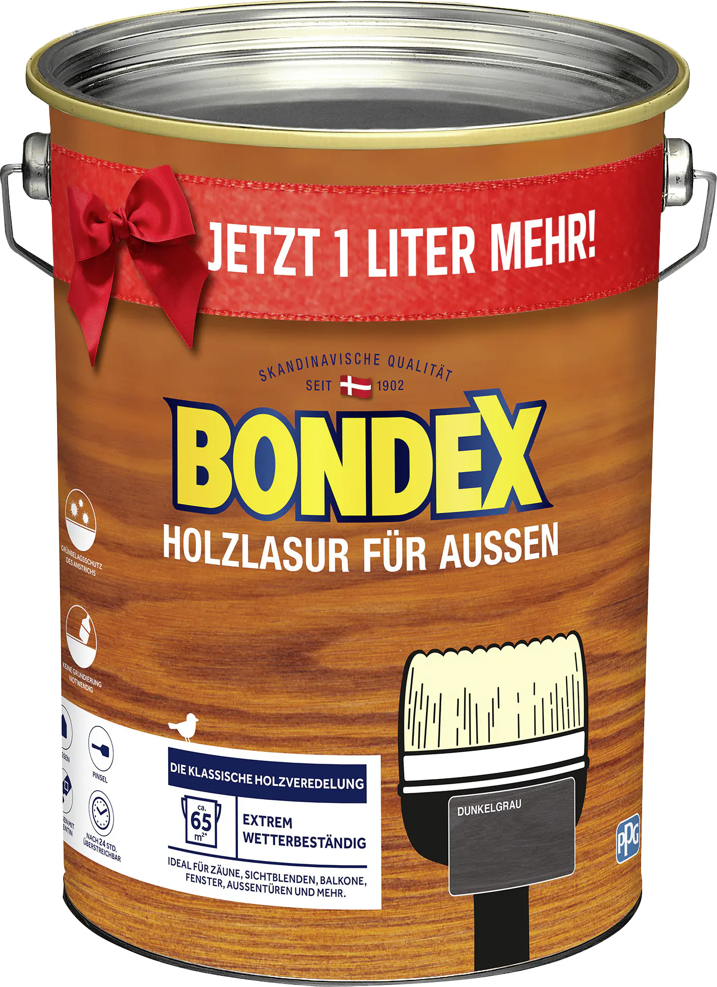 Bondex Holzlasur für Aussen 4+1 l dunkelgrau Jetzt 1 L mehr !