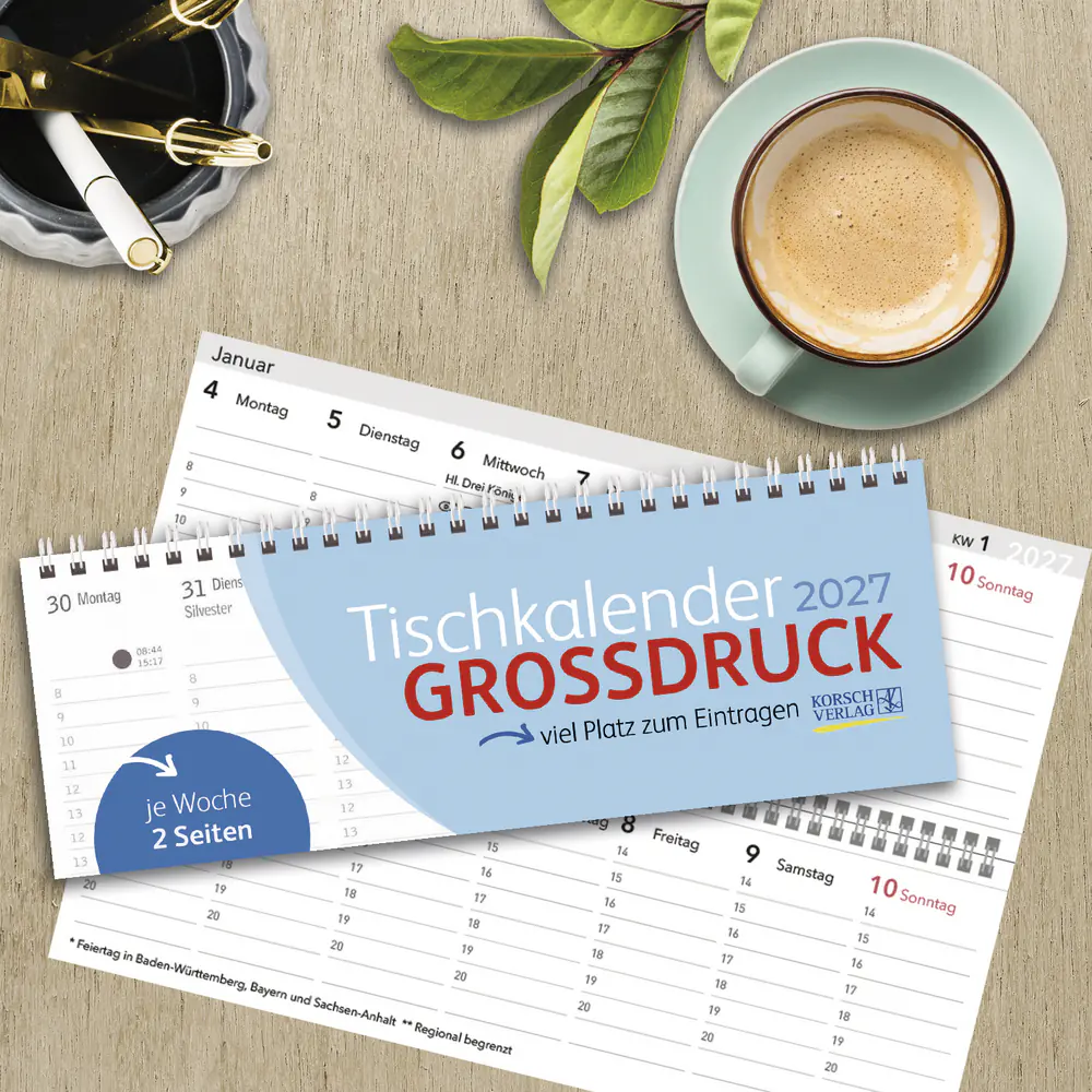 Korsch Tischkalender Quer-Großdruck 2027