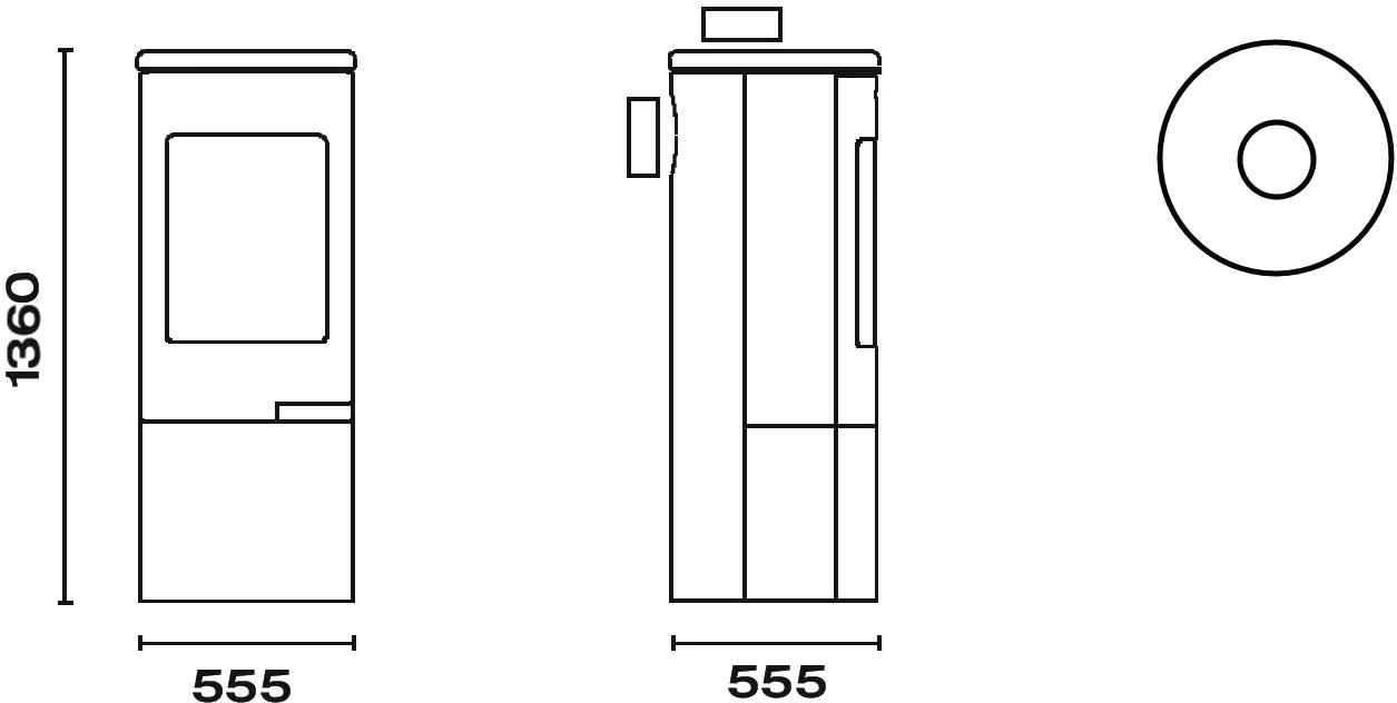 Kaminofen Föhn schwarz/Sandstein Top-Platte, 7 kW