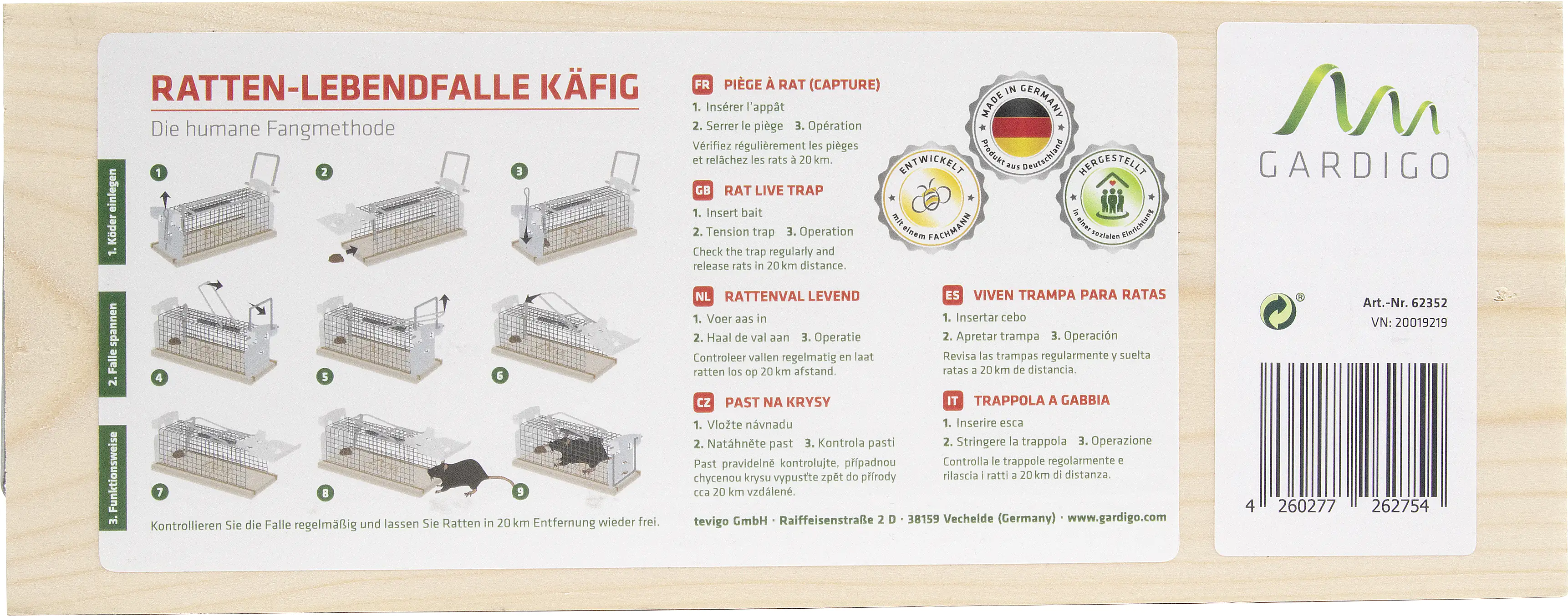 Gardigo Lebendfalle für Ratten