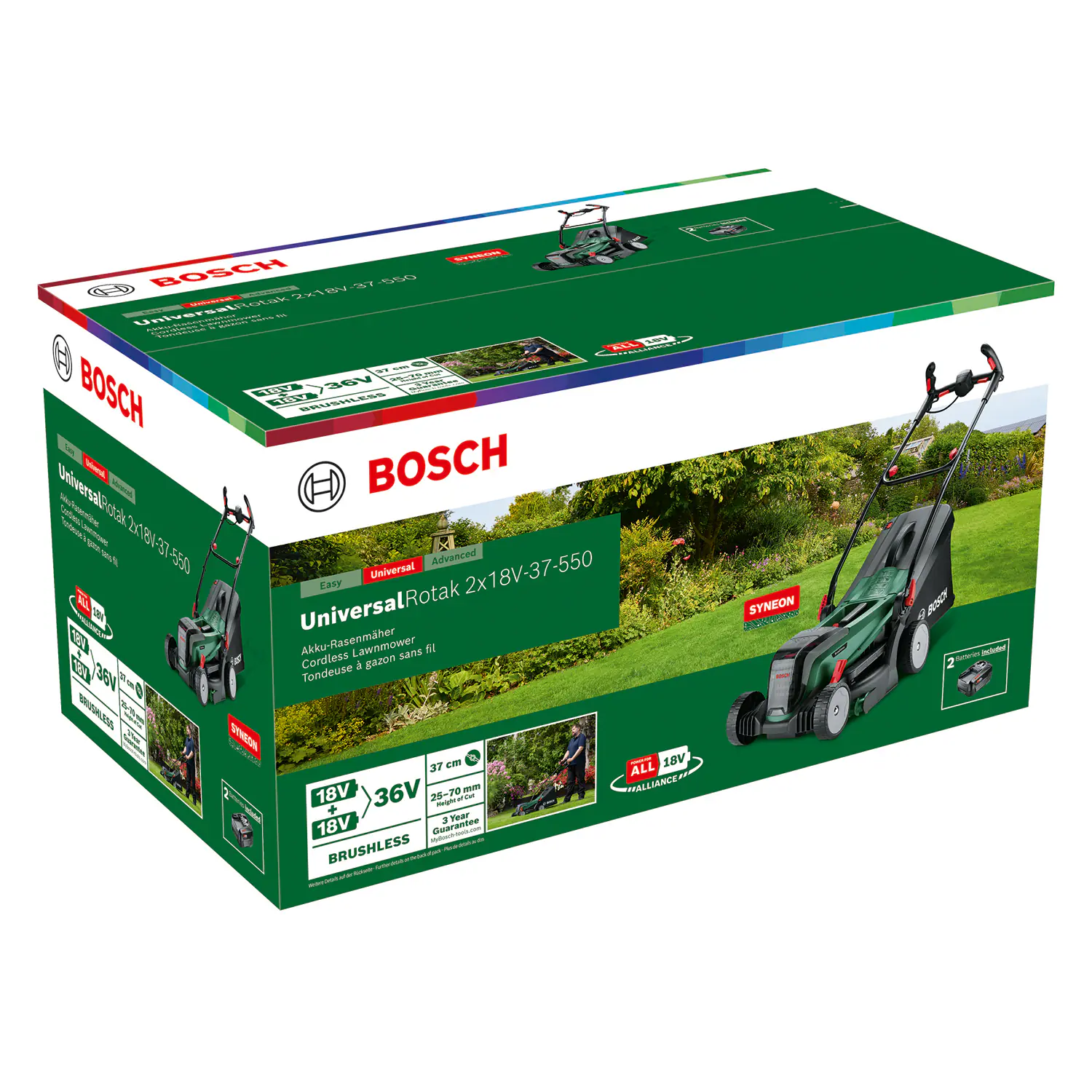Bosch Akku-Rasenmäher UniversalRotak 2 x 18 V 37 cm Schnittbreite Solo