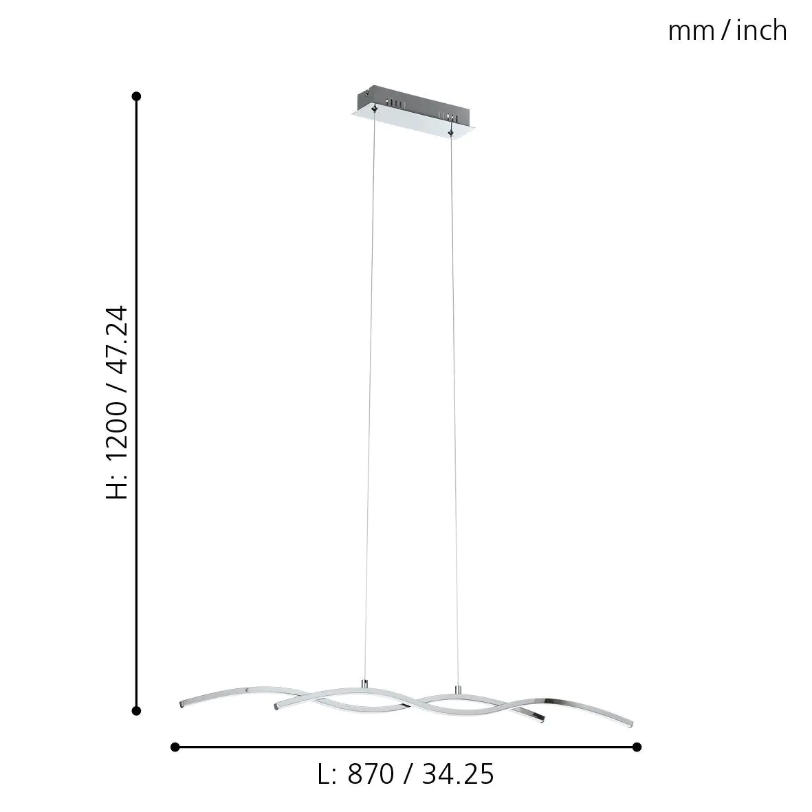 Eglo LED Pendelleuchte Lasana 2 chrom 87 x 8 cm warmweiß Eglo LED Pendelleuchte Lasana 2 chrom 87 x 8 cm warmweiß