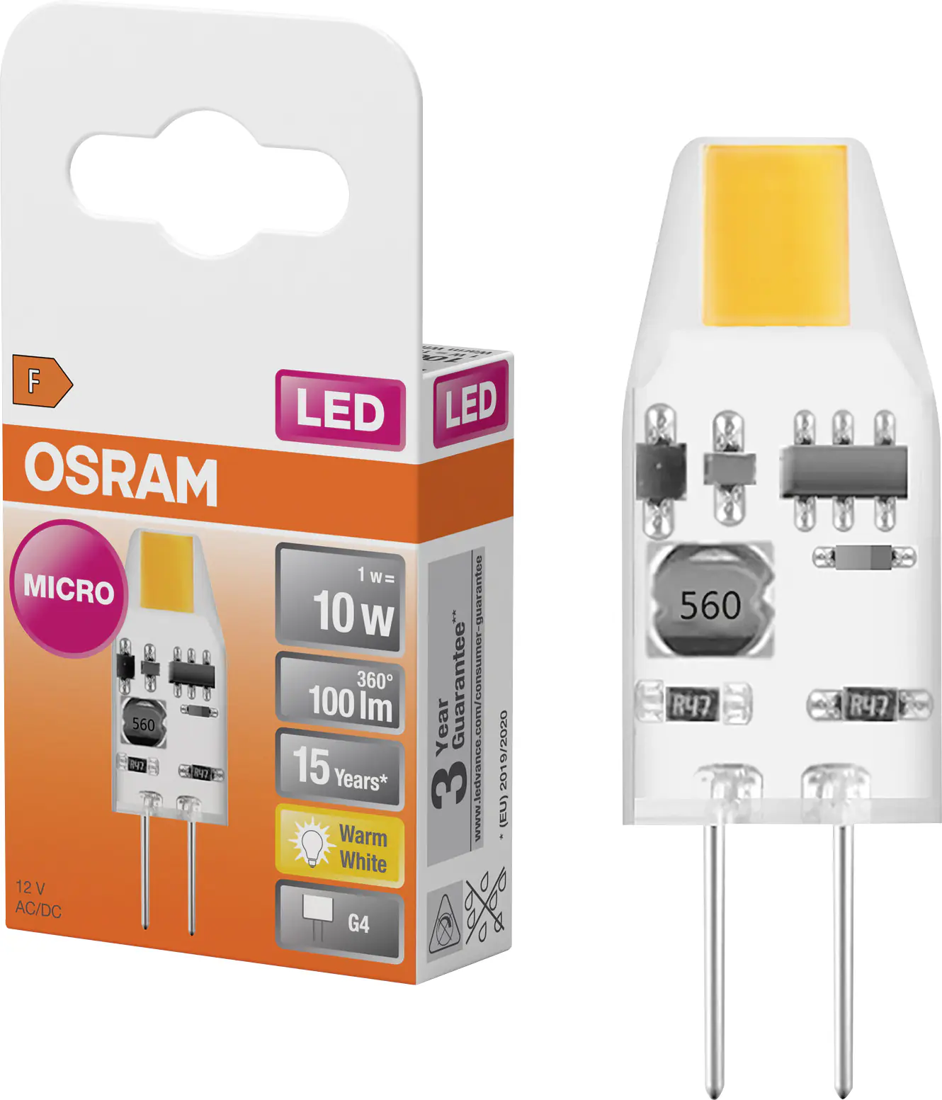 Osram LED-Leuchtmittel PIN Micro G4 1 W warmweiß