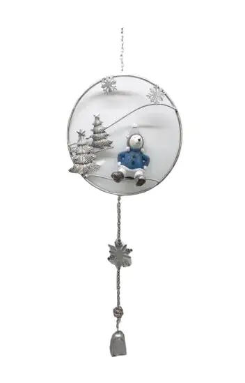 TrendLine Weihnachtsanhänger Tanne mit Eisbär Metall Ø 20 x 81 cm silber