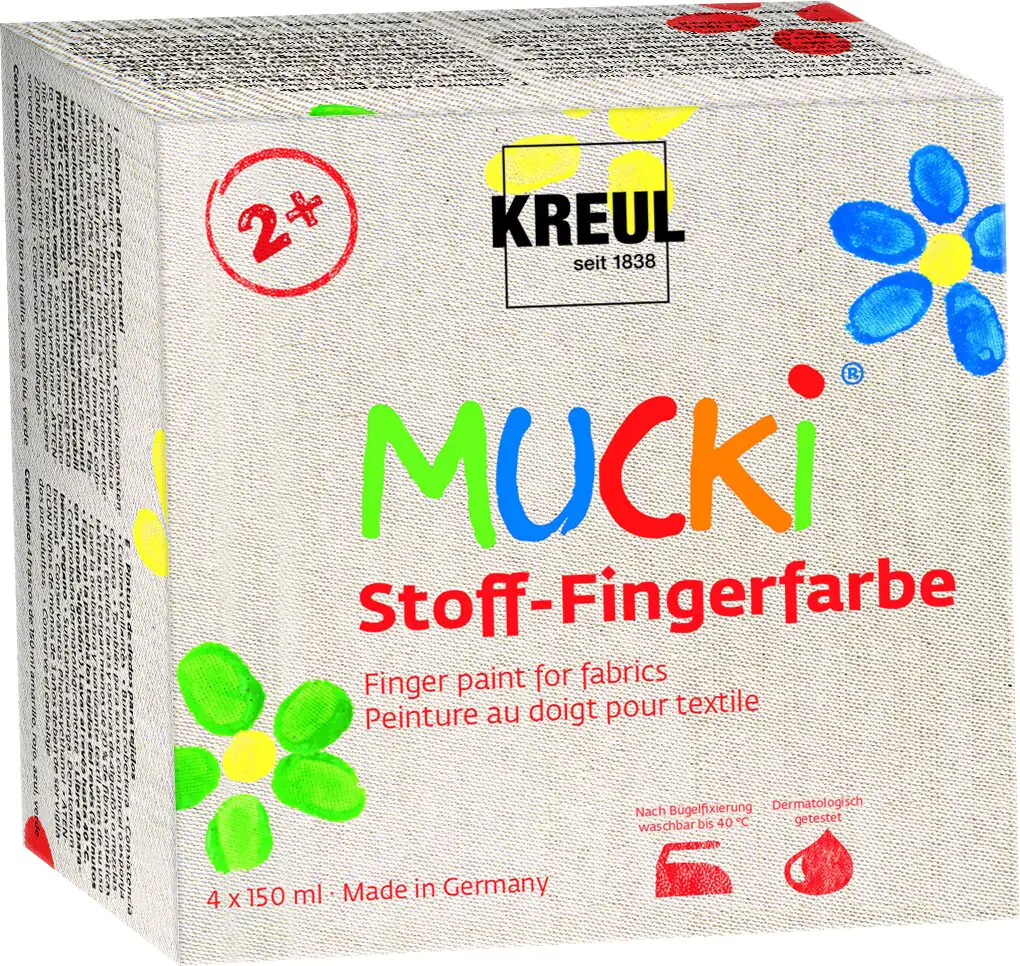 Kreul Mucki Stoff-Fingerfarbe 4er Set je 150 ml
