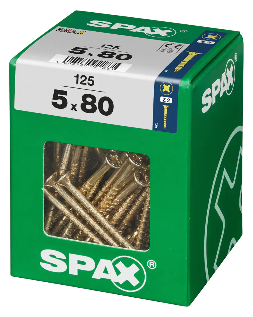 Spax Universalschrauben 5.0 x 80 mm PZ 2 - 125 Stk.
