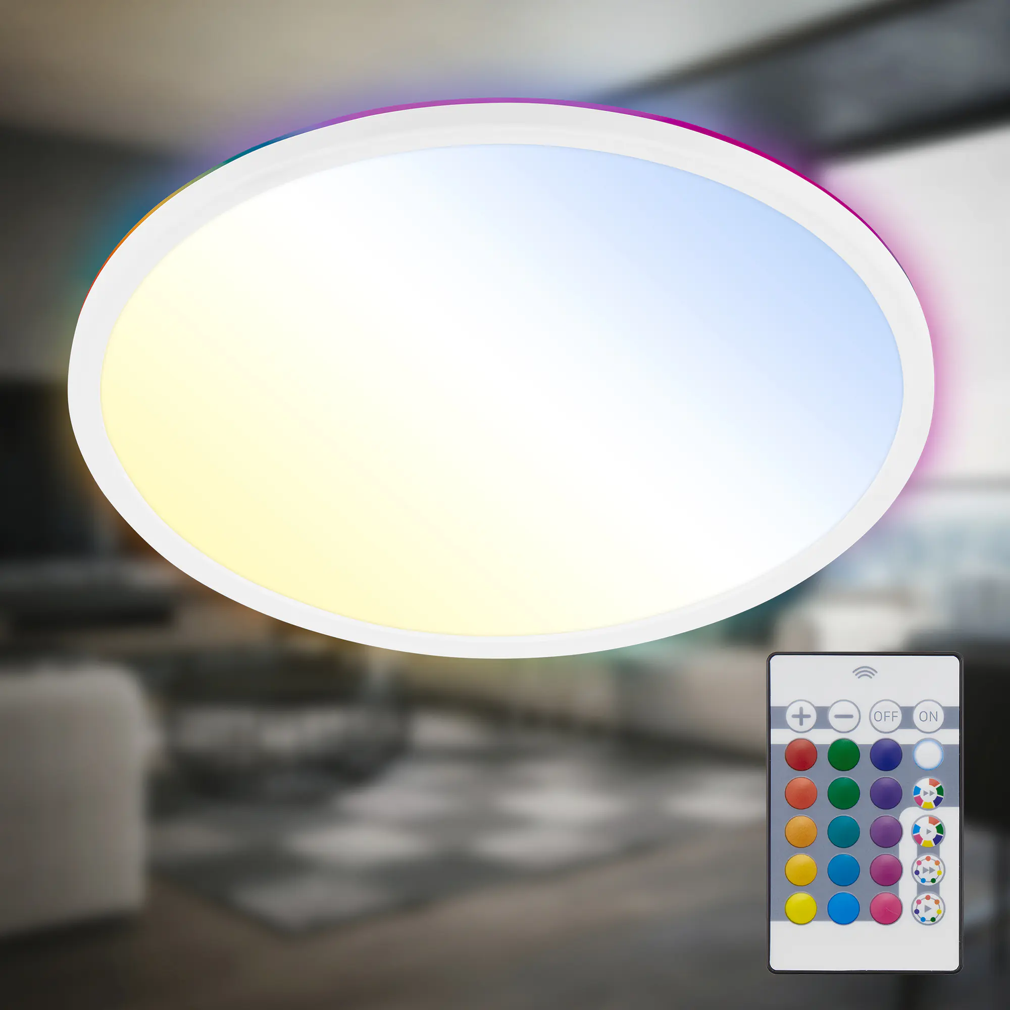 Briloner LED-Panelleuchte Slim Ø 42 cm weiß RGB dimmbar