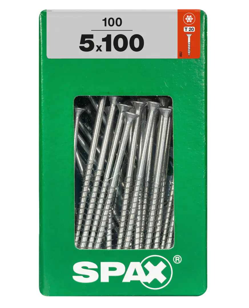Spax Universalschrauben 5.0 x 100 mm TX 20 Senkkopf - 100 Stk. Spax Universalschrauben 5.0 x 100 mm TX 20 Senkkopf - 100 Stk.