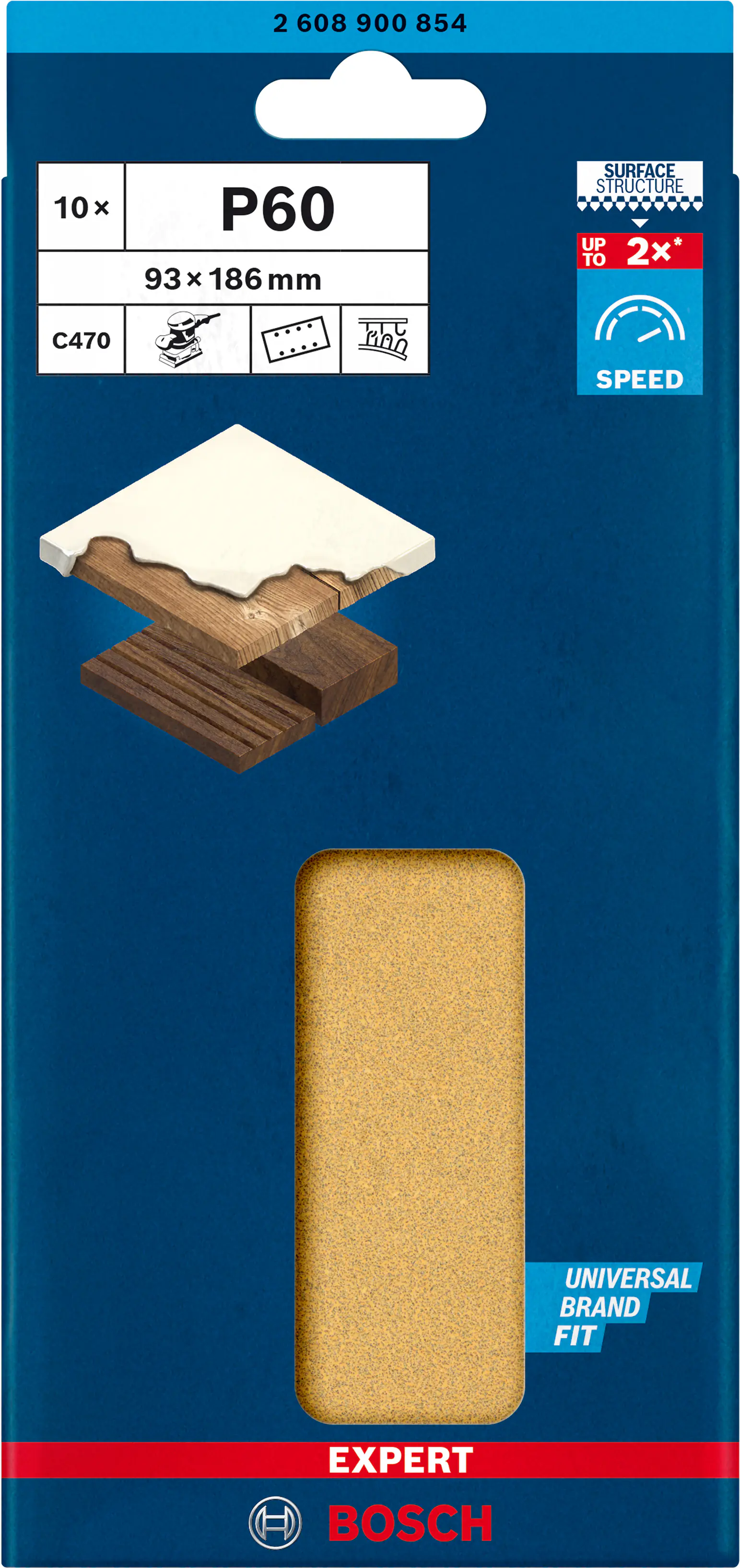 Bosch Expert C470 Schleifpapier für Schwingschleifer 93 x 186 mm G 60 10-teilig