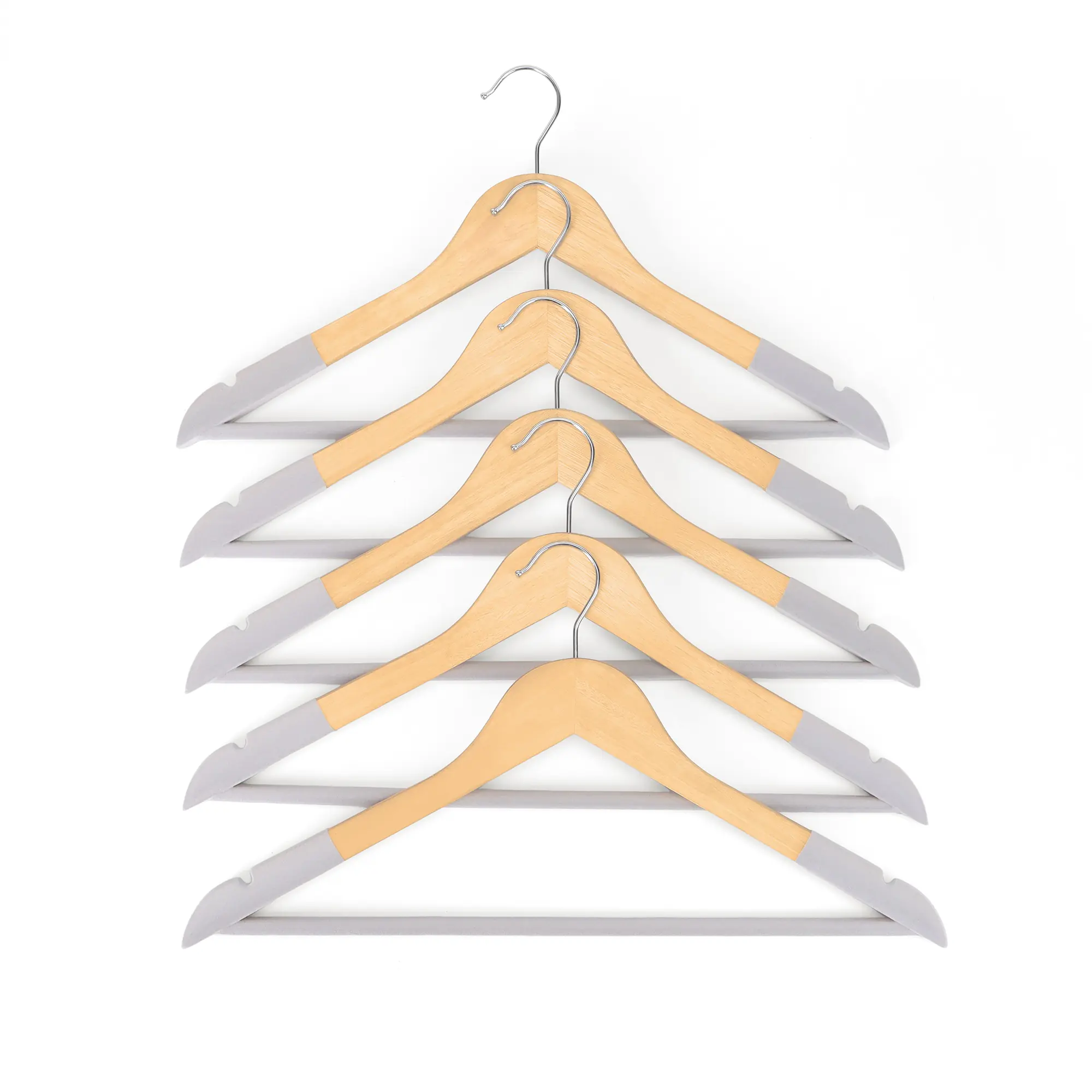 TrendLine Kleiderbügel mit Steg Holz grau-natur 5 Stück