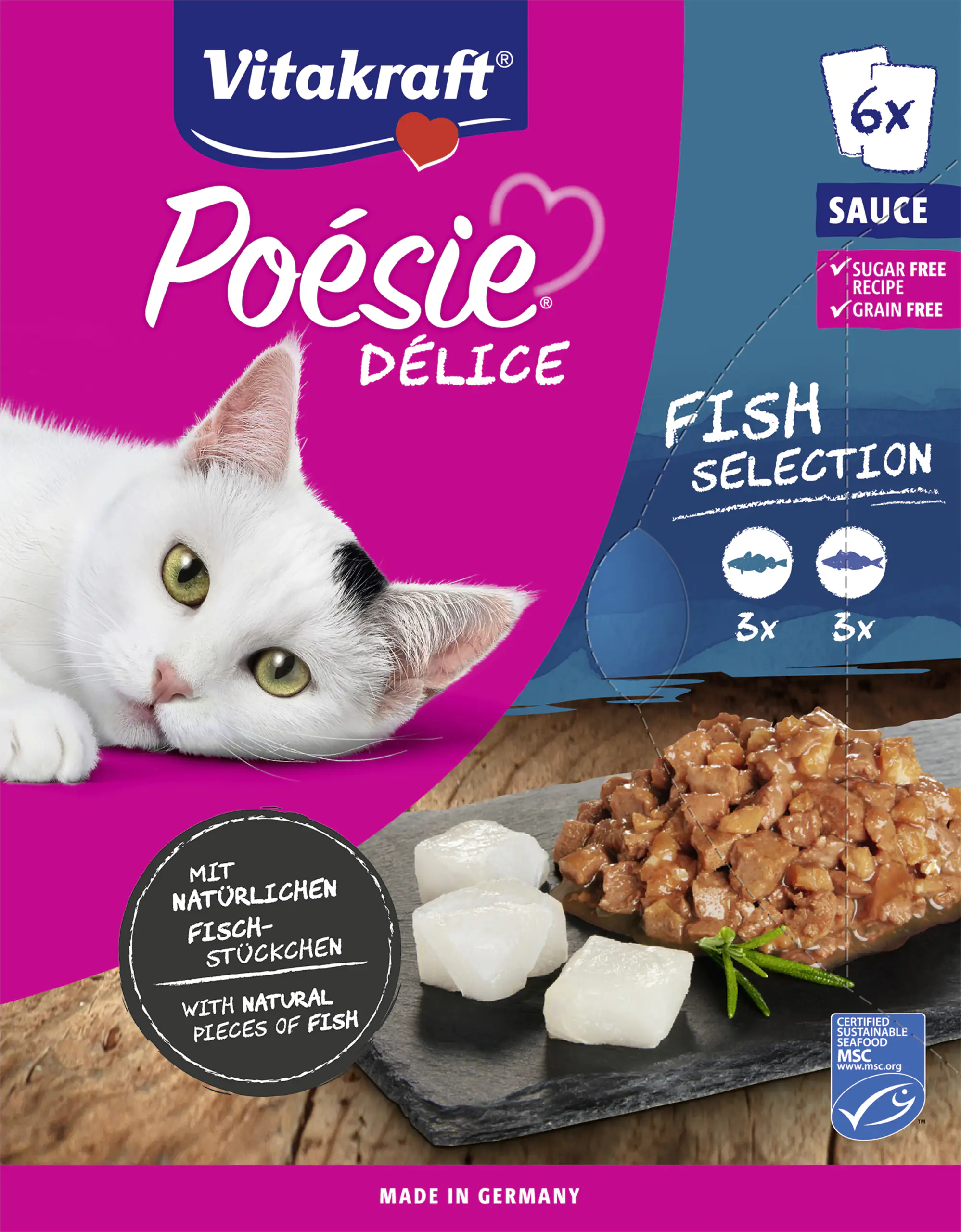 Vitakraft Poésie Katzenfutter Délice Sauce Fish Selection 6 x 85 g