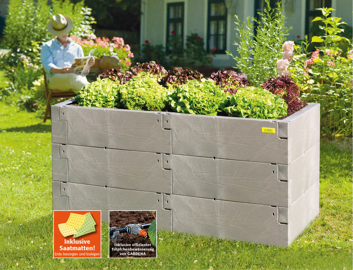 Juwel Hochbeet Timber 130 x 60 cm inkl. Bewässerung & Saatmatte