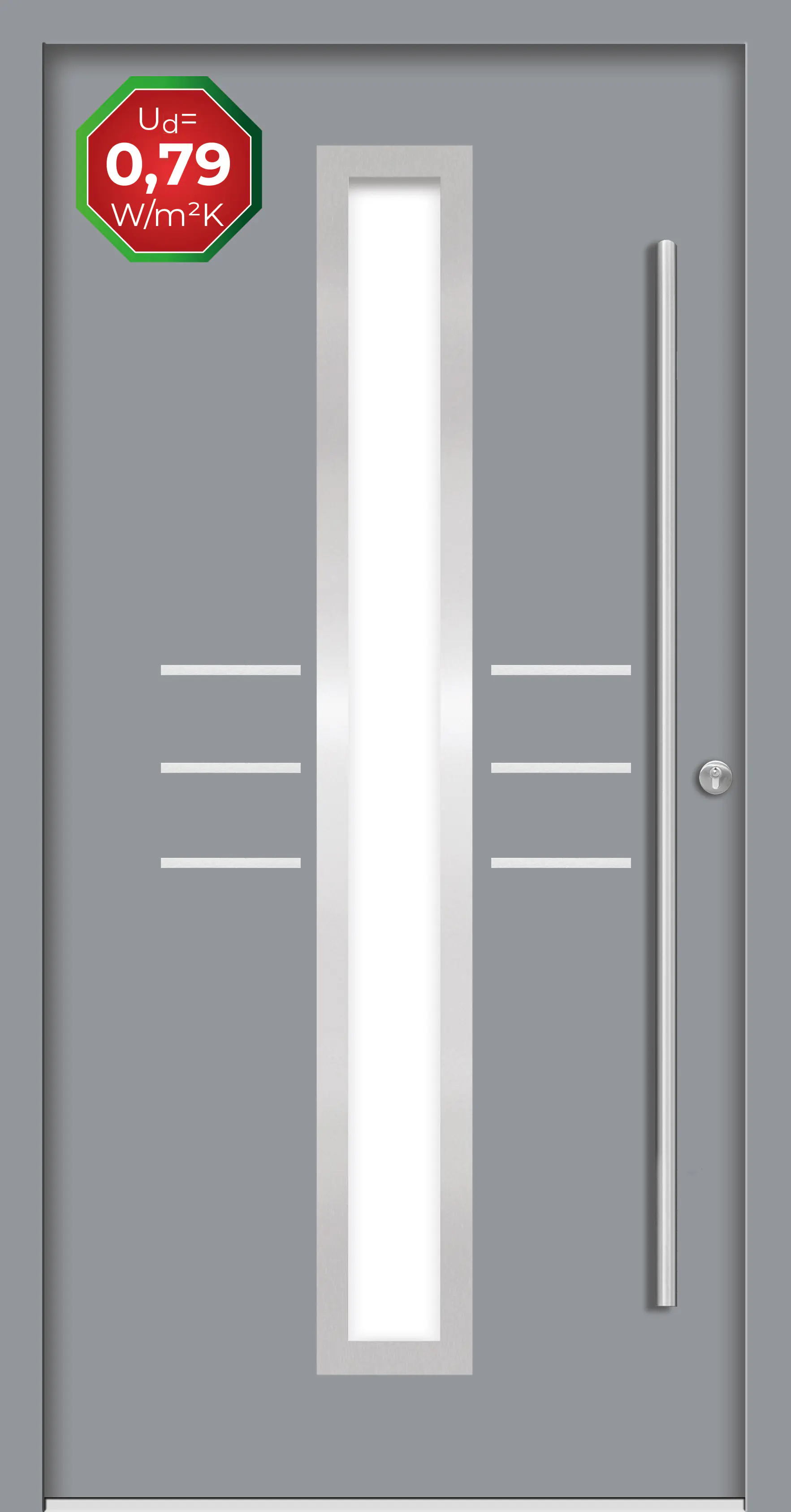 Splendoor Haustür Passivedoor Premium B07 Grau DIN Rechts 100 x 210 cm