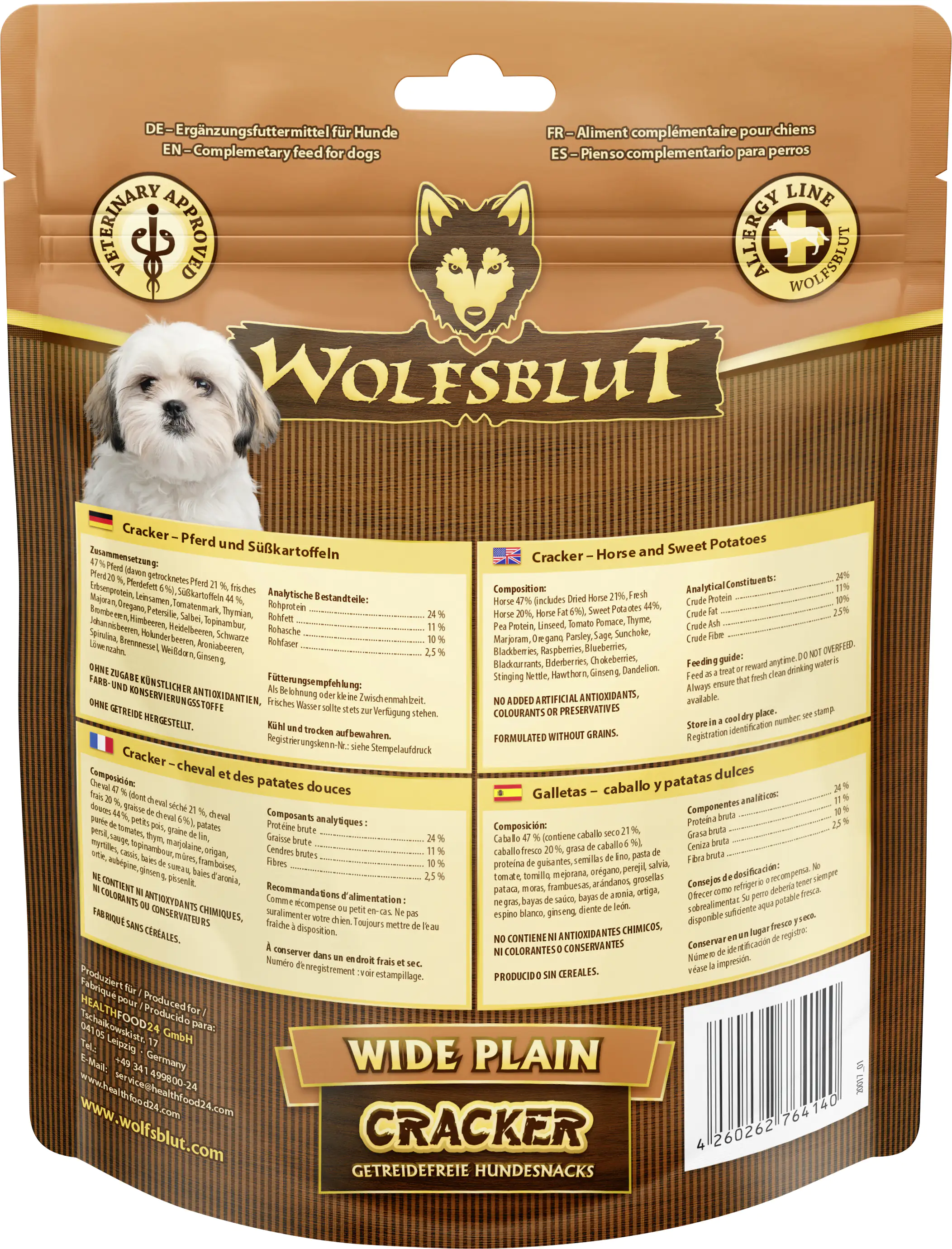 Wolfsblut Wide Plain Cracker Snack - Pferd mit Süßkartoffel 225 g