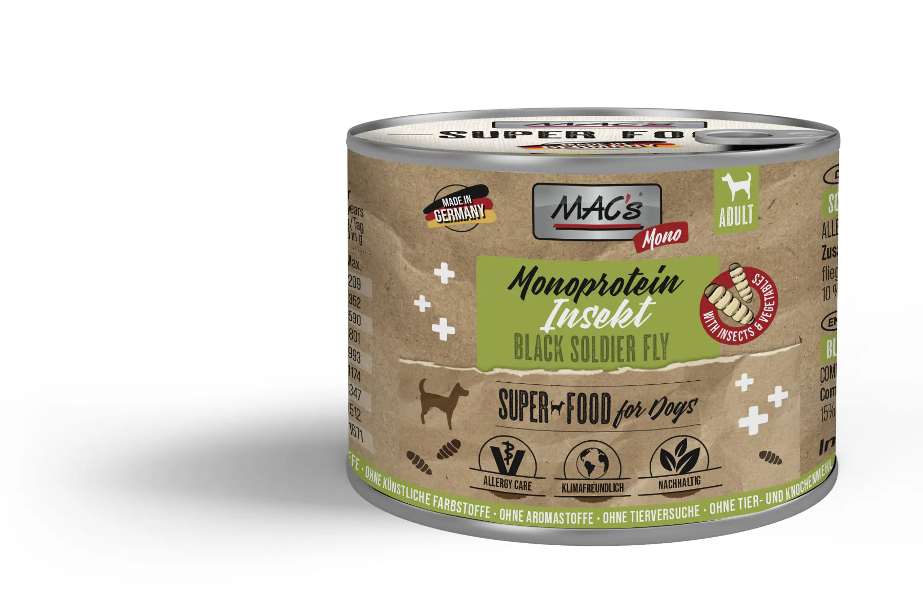 Macs Dog Hundenassfutter Adult 180 g Mono Insekten
