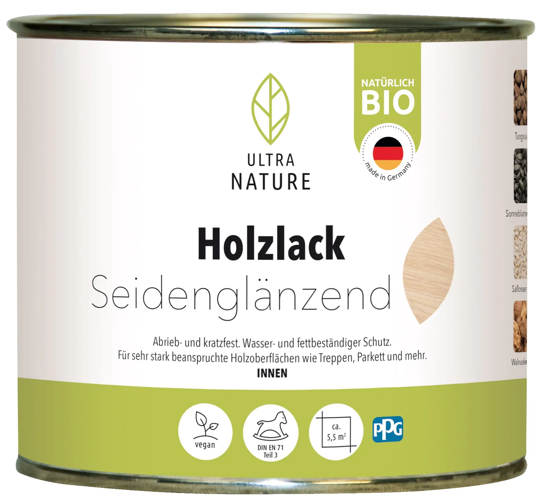 4250100475499 Ultra Nature Holzlack 375 ml seidenglänzend