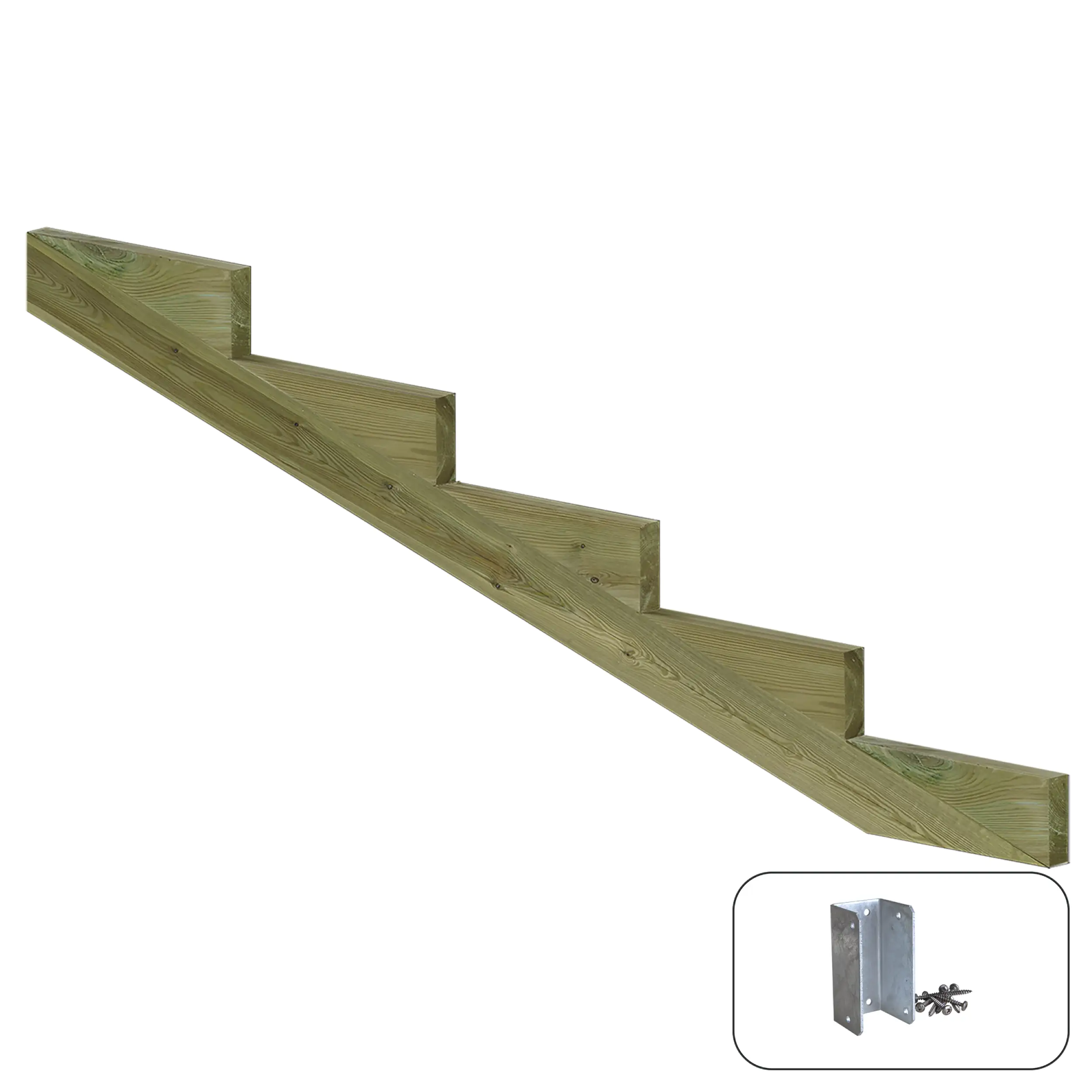 Plus Treppenwange Kiefer 13 cm Stufenhöhe mit Beschlag Plus Treppenwange Kiefer 13 cm Stufenhöhe mit Beschlag