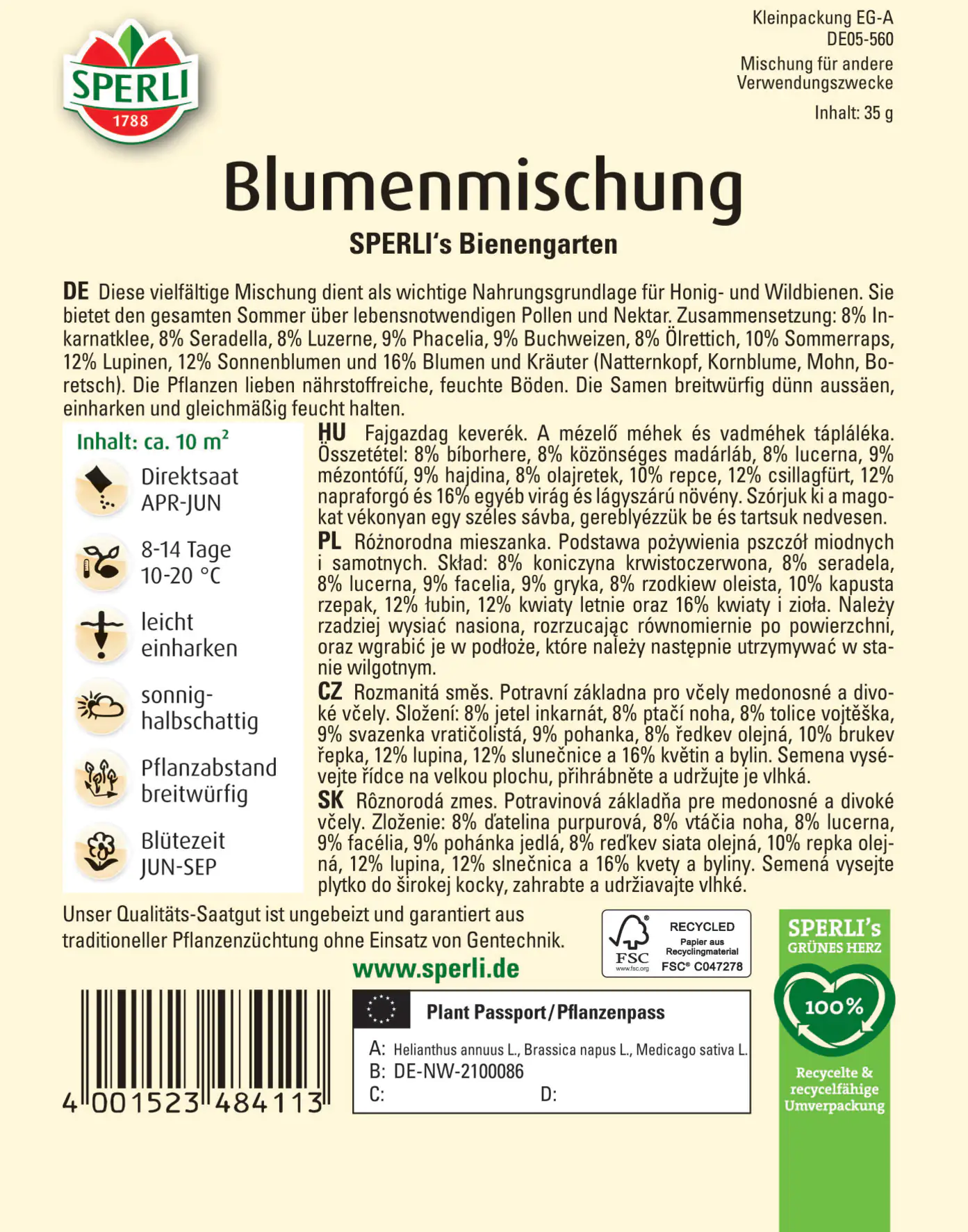 Sperli Blumenmischung SPERLI's Bienengarten