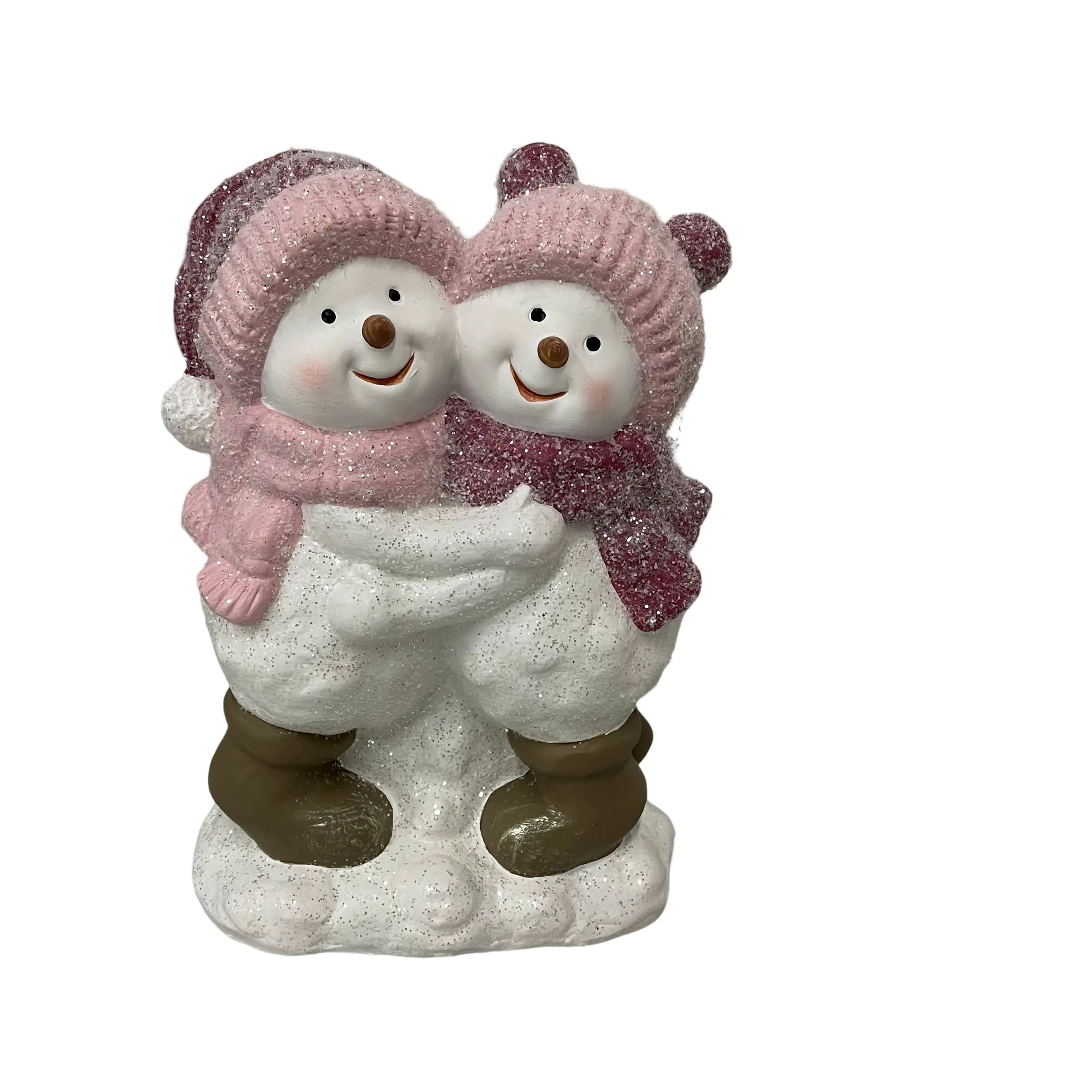 TendLine Dekofigur Keramik Schneemänner 23 x 16 cm weiß-rosa TendLine Dekofigur Keramik Schneemänner 23 x 16 cm weiß-rosa