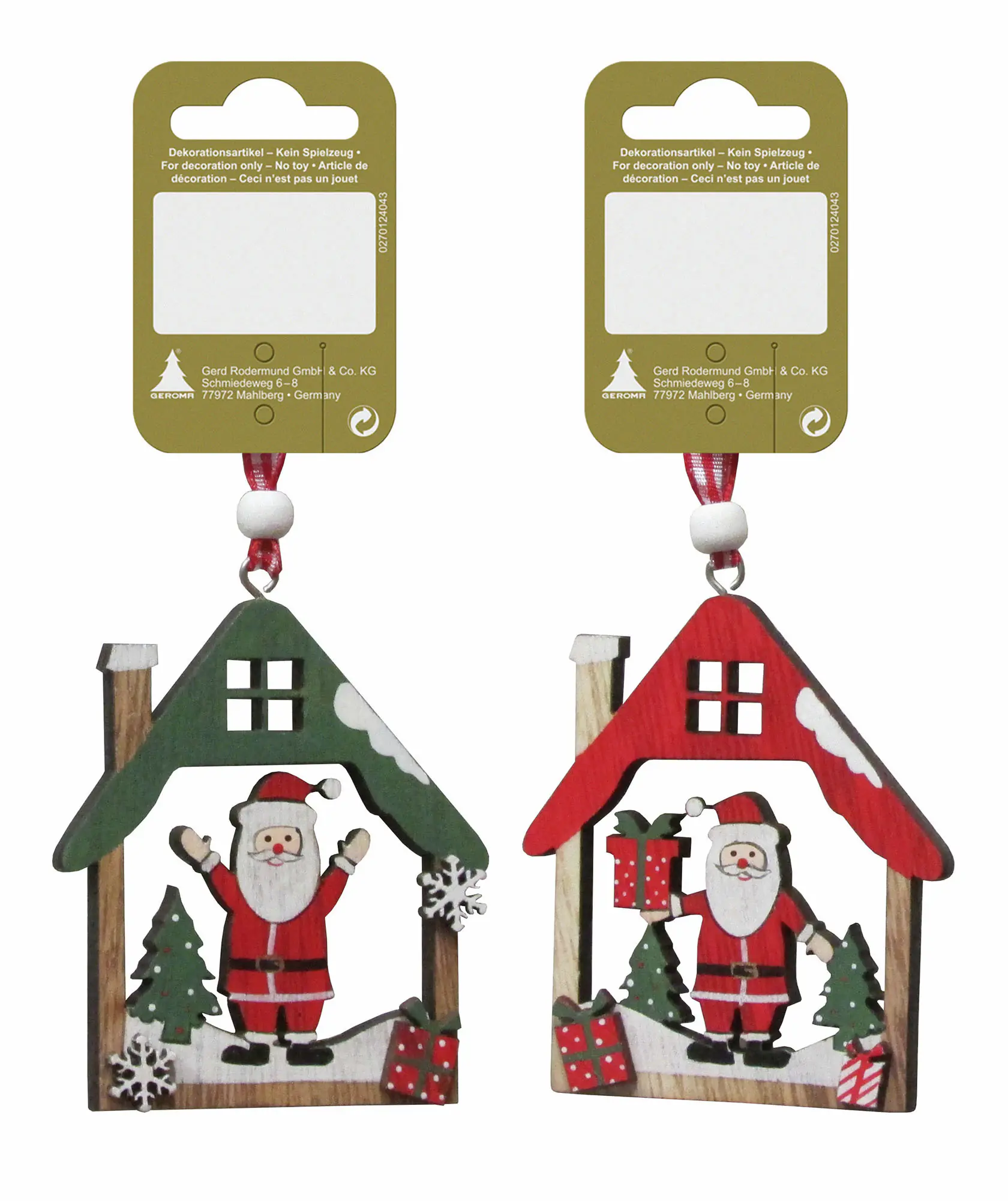 Weihnachtsanhänger Haus mit Nikolaus aus Holz 7 cm bunt 2-fach sortiert Weihnachtsanhänger Haus mit Nikolaus aus Holz 7 cm bunt 2-fach sortiert