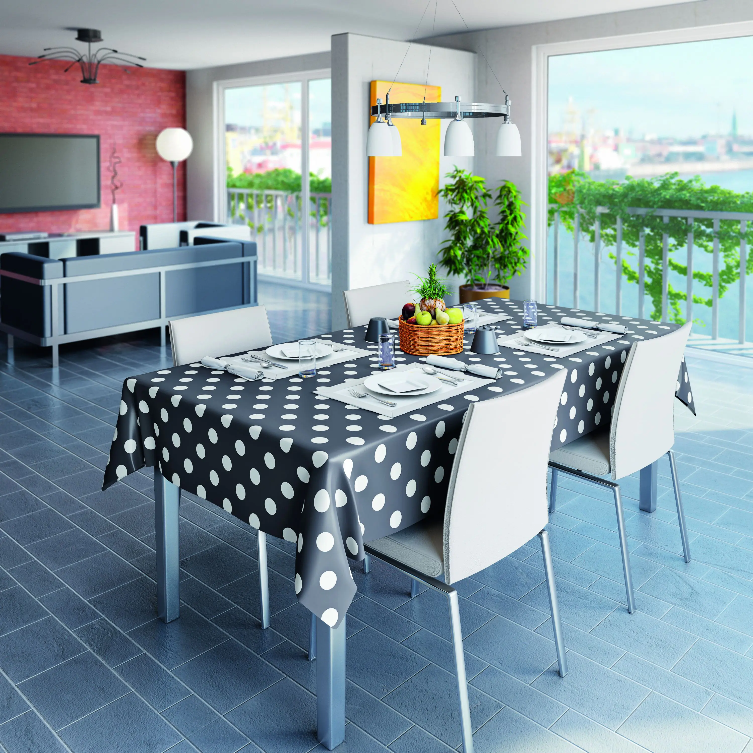 d-c-fix Tischdecke Manhattan Venita anthrazit 140 cm