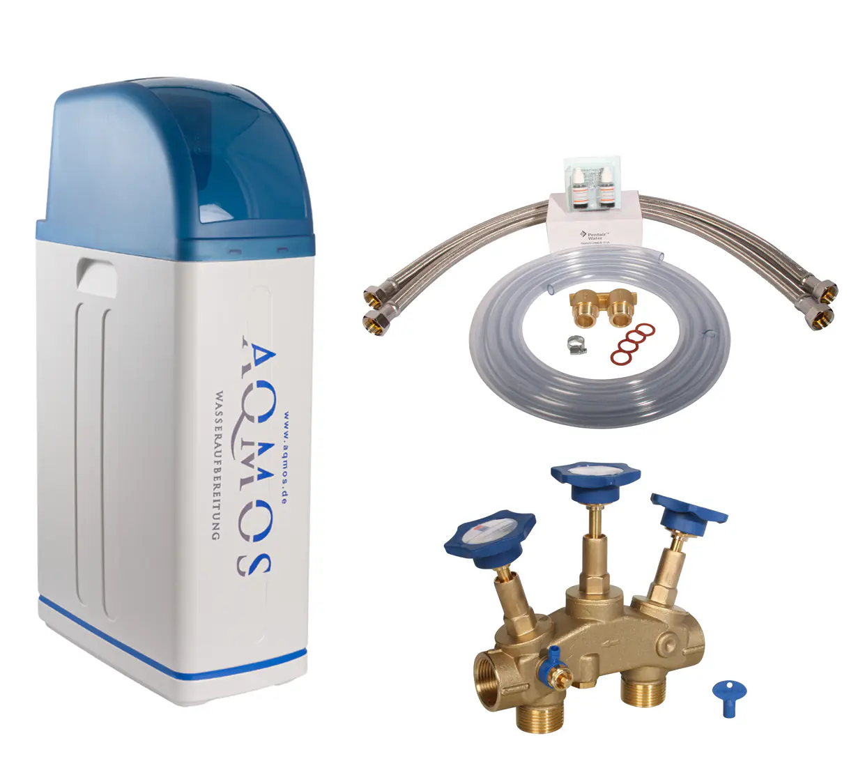 Aqmos Entkalkungsanlage R2D2-48 mit Anschlussset & Montageblock für Haushalte bis 5 Personen